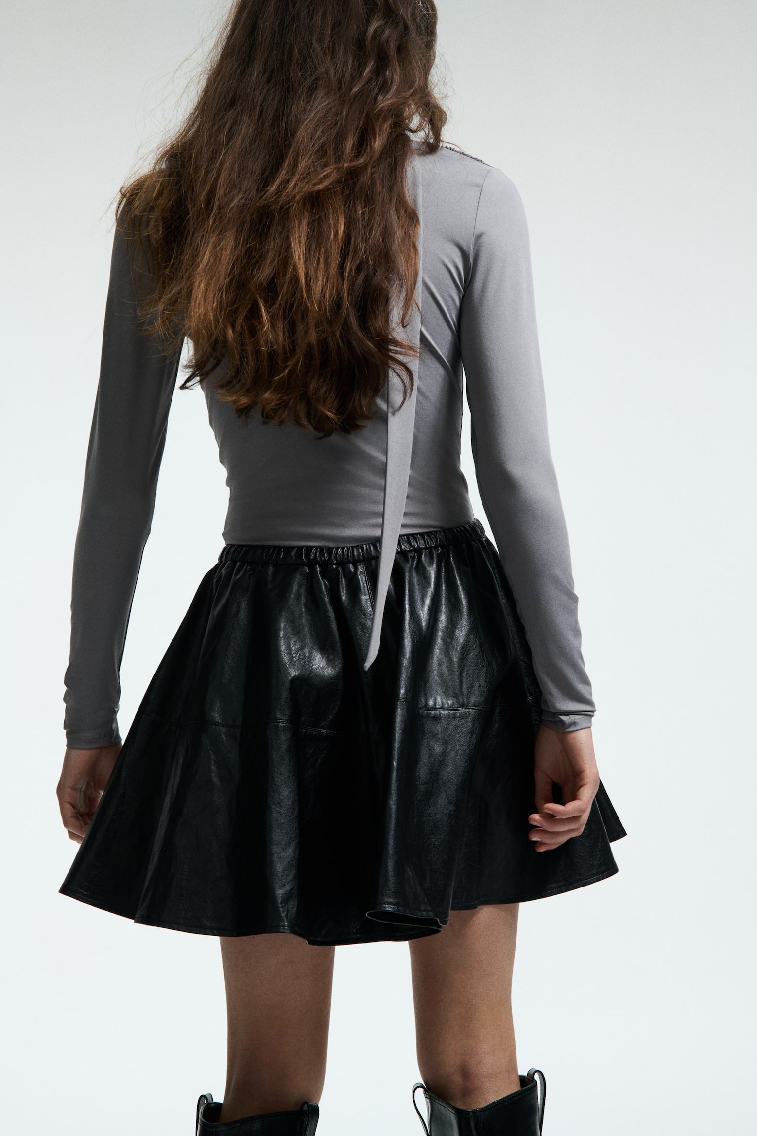 Κλος μίνι φούστα - Μαύρο/Σκούρο καφέ - 5