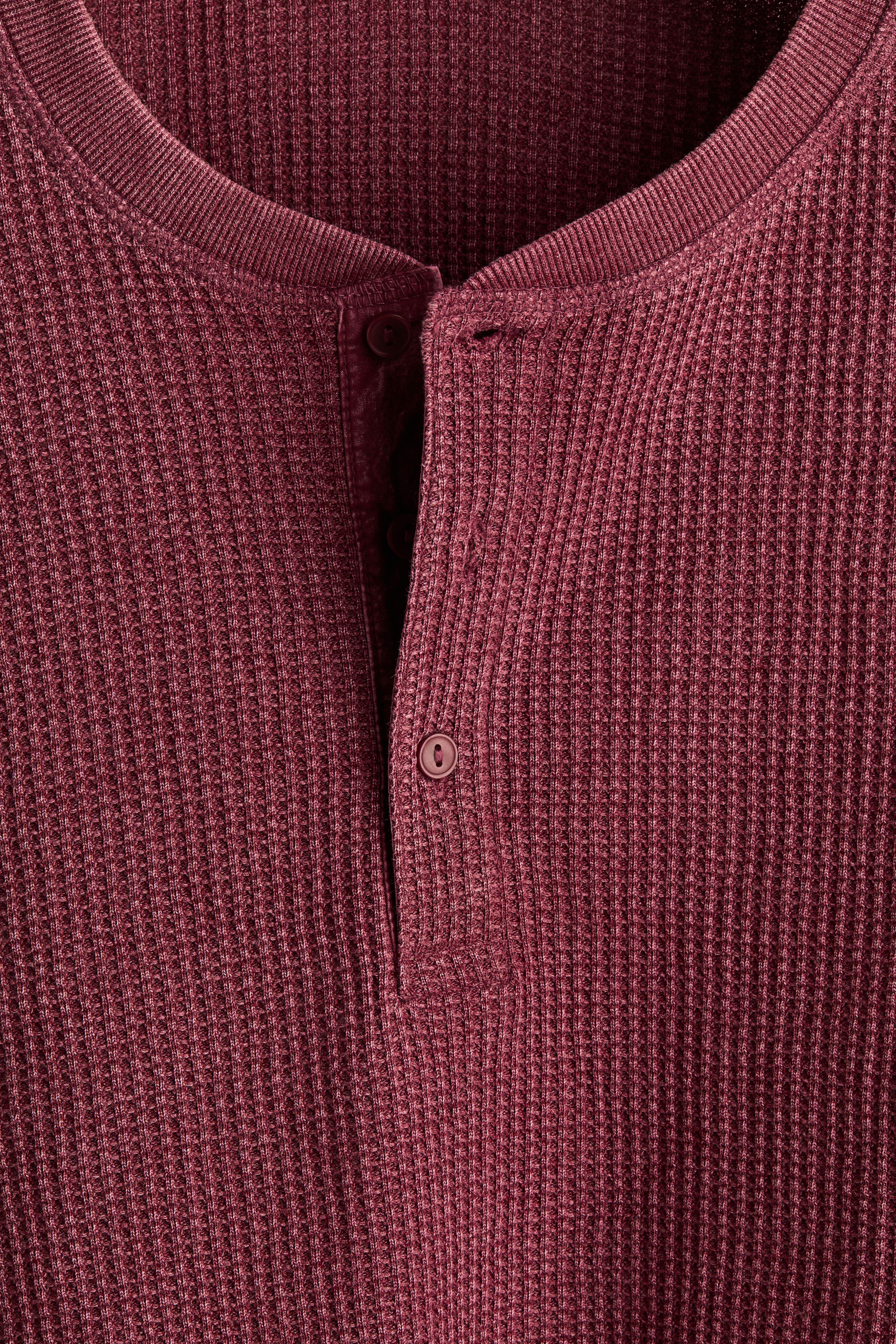 Regular-Fit Waffled Henley Shirt