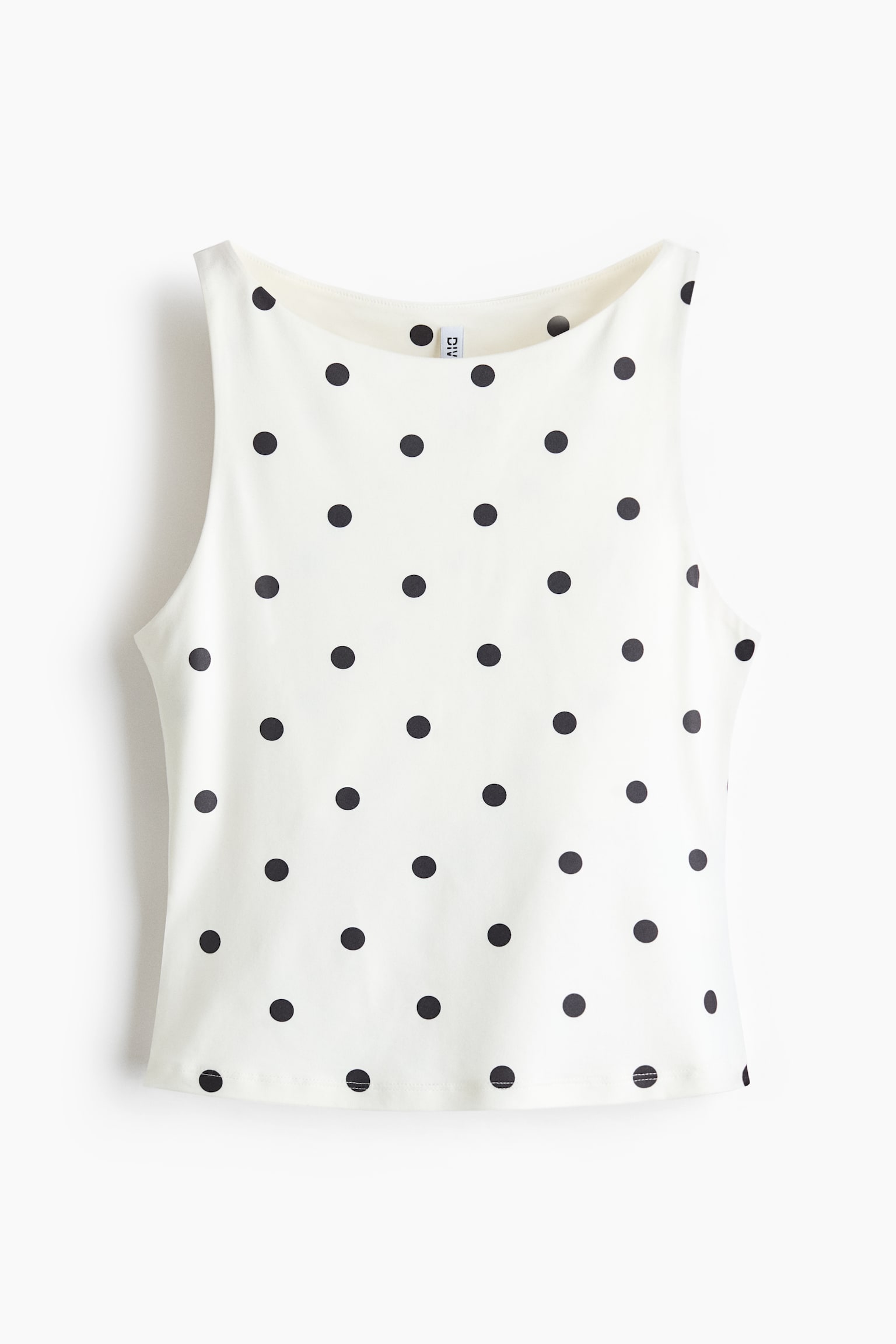Boat-neck vest top - Cream/Spotted/Brown/Spotted - 1