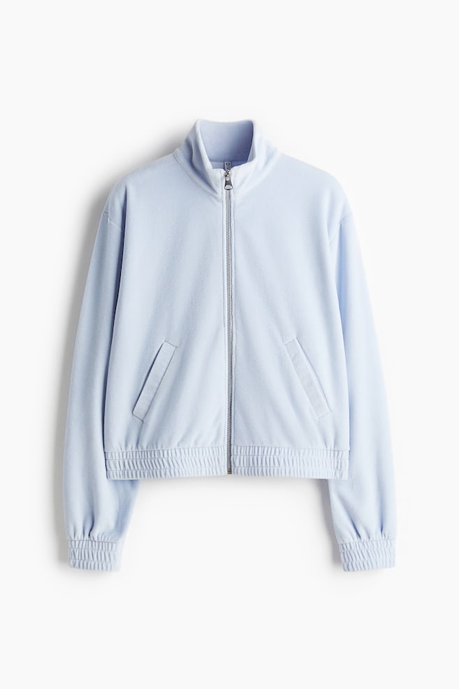 Velour zip-through jacket - Light blue/Navy blue/Light grey marl/Dark brown - 1