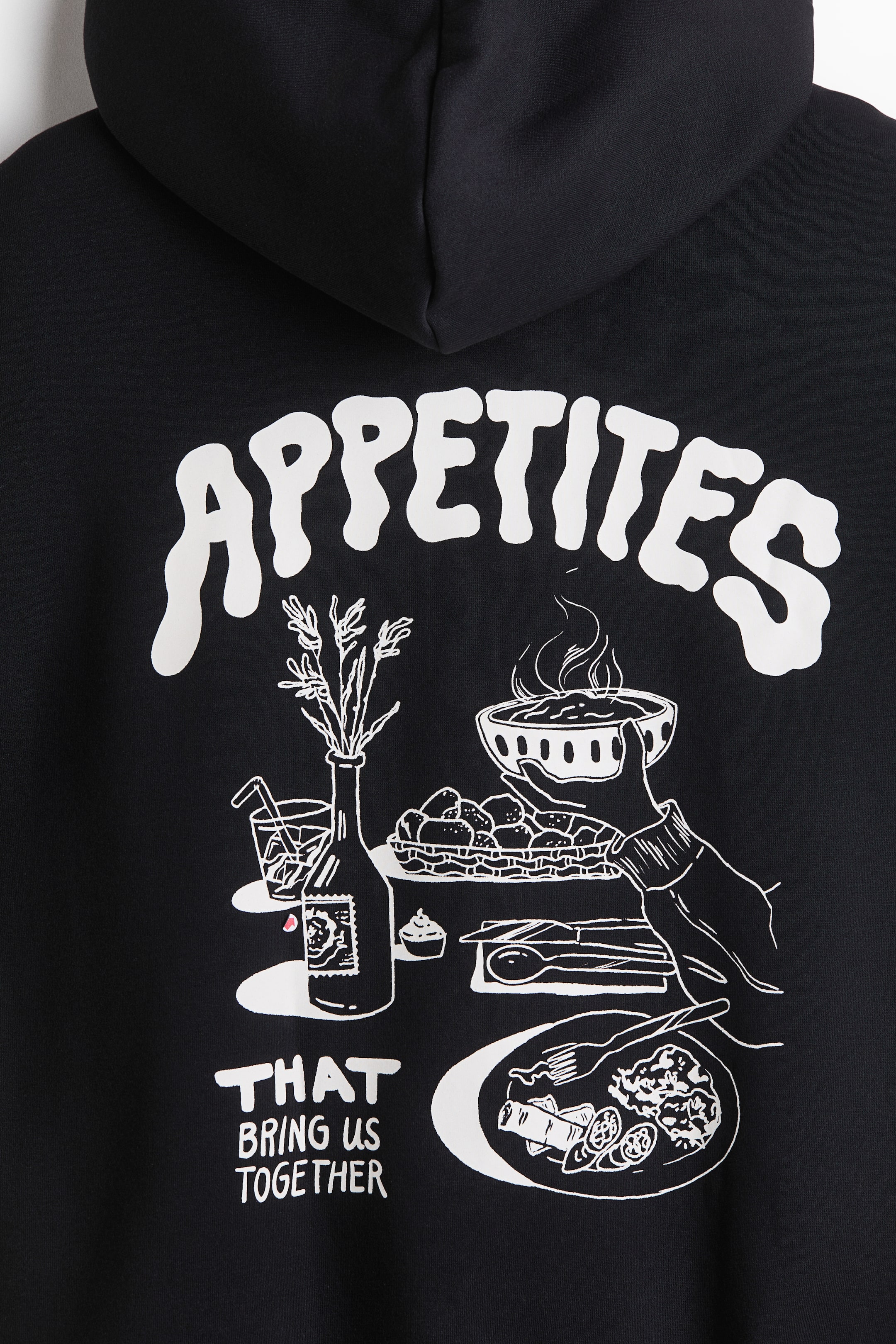 View larger image: Relaxed Fit Printed hoodie - Black/Appetites - Men | H&M IN 2