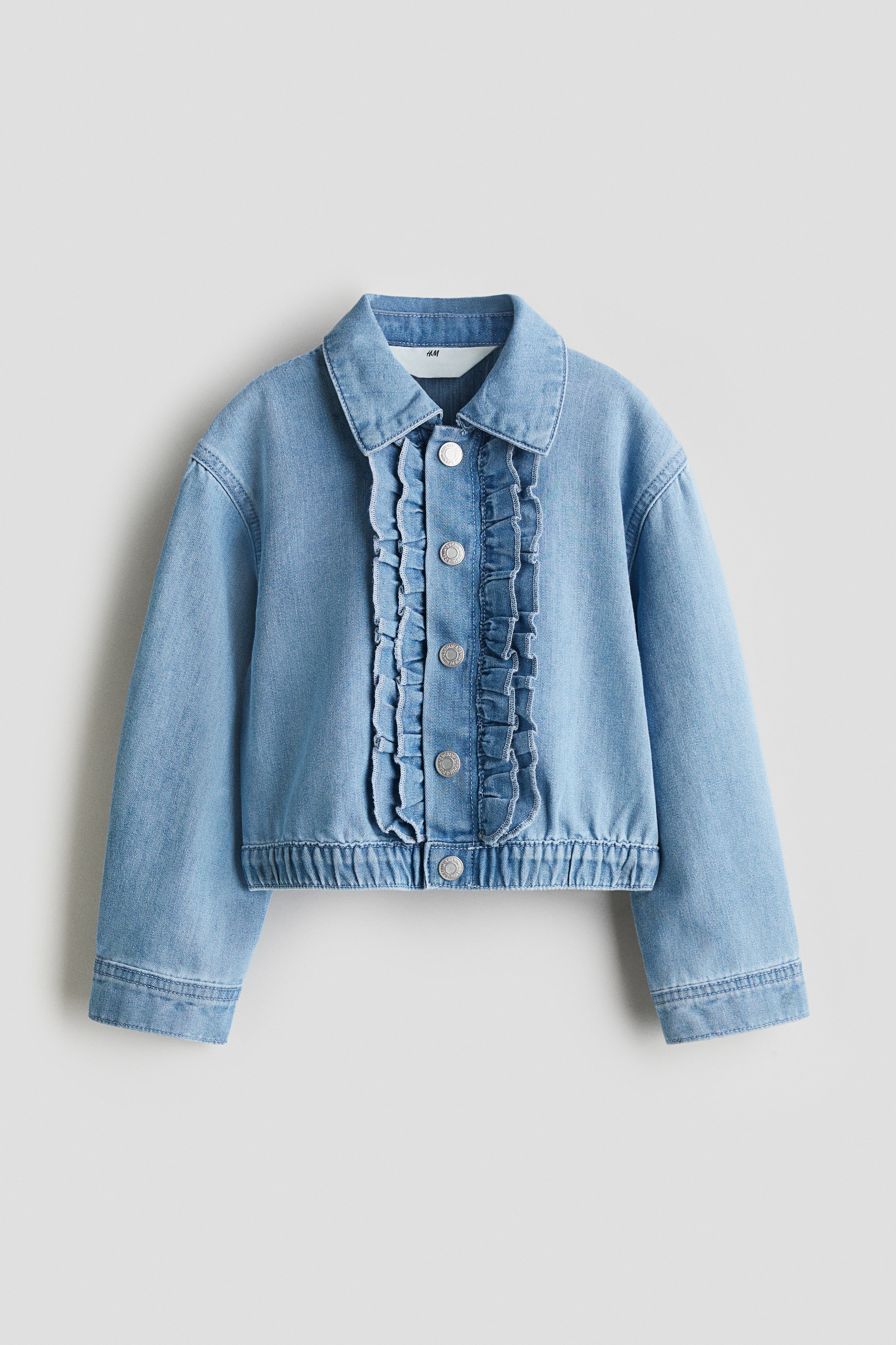 Frill-trimmed denim jacket - Light denim blue