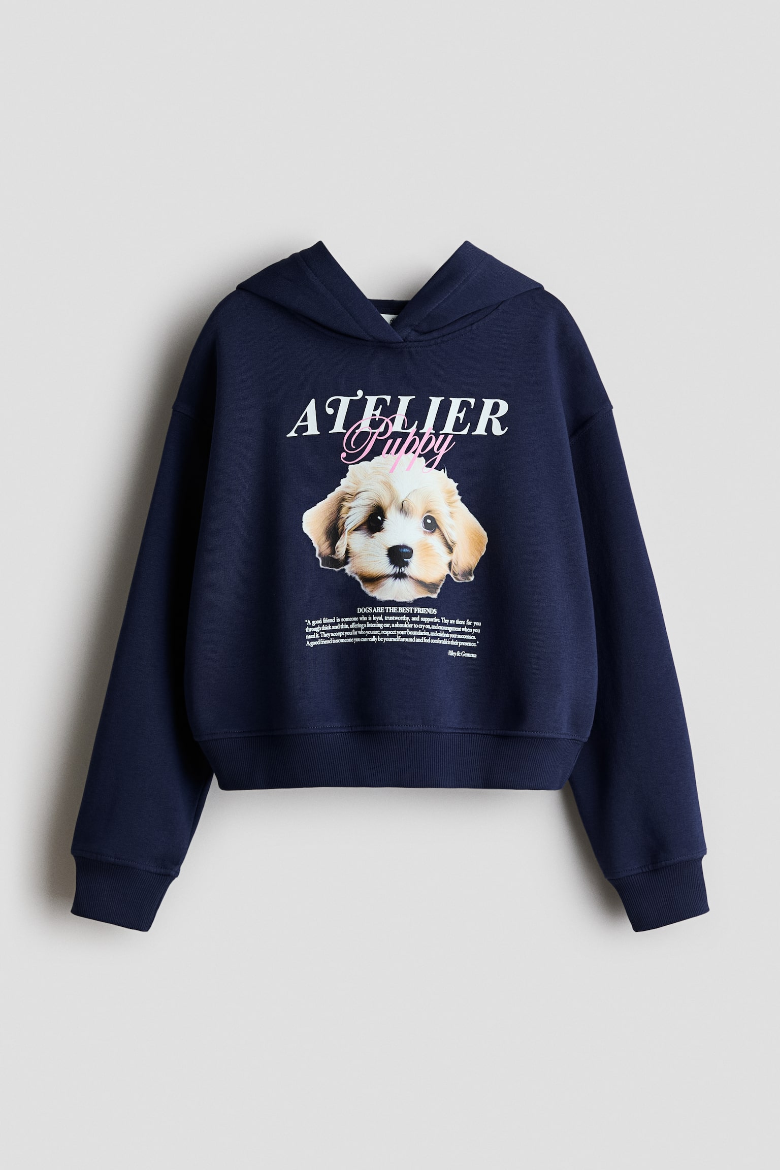 Motif-detail hoodie - Navy blue/Puppy/Light pink/Paris