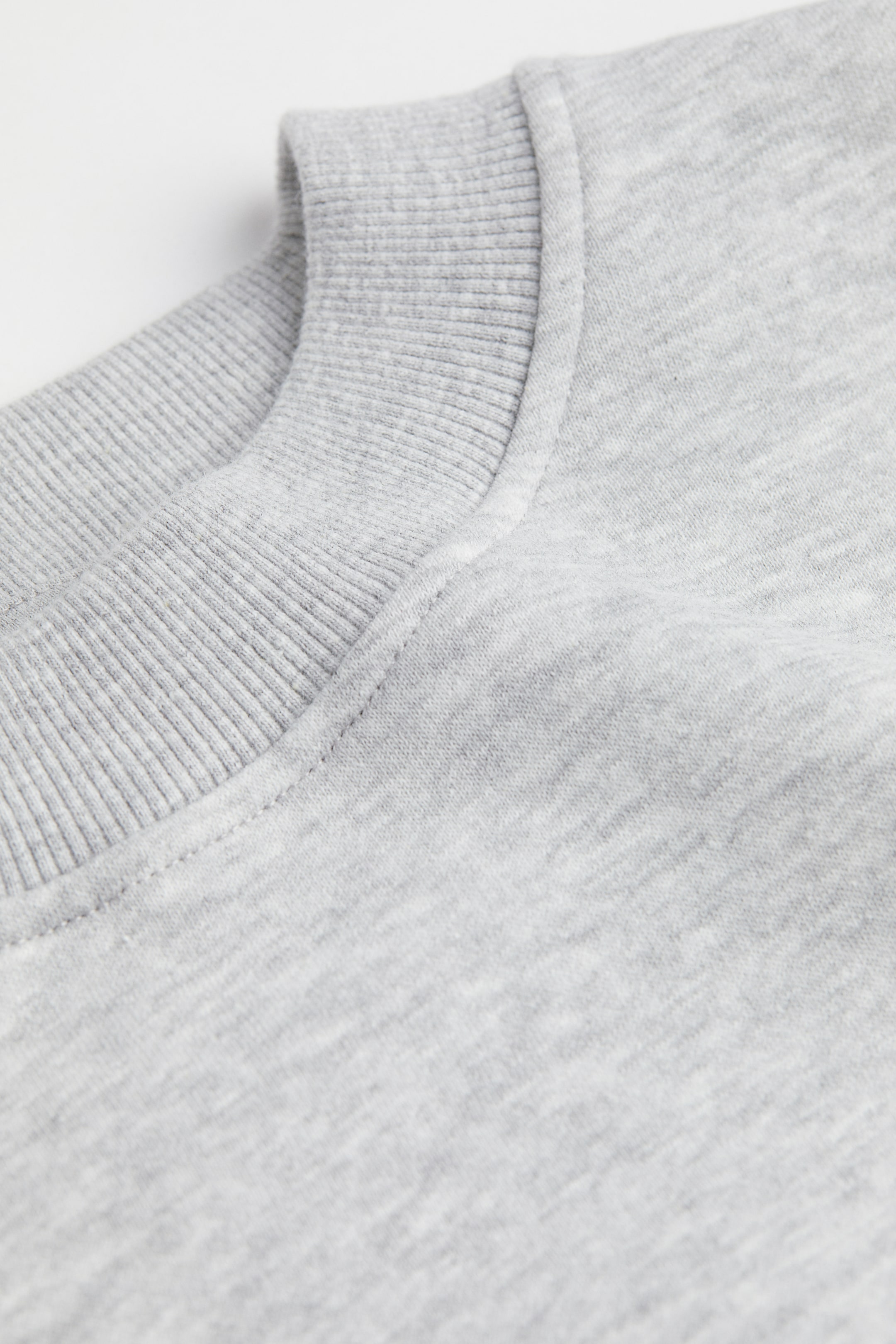 Printed Sweatshirt - Crew-neck - Long sleeve - Light gray melange ...