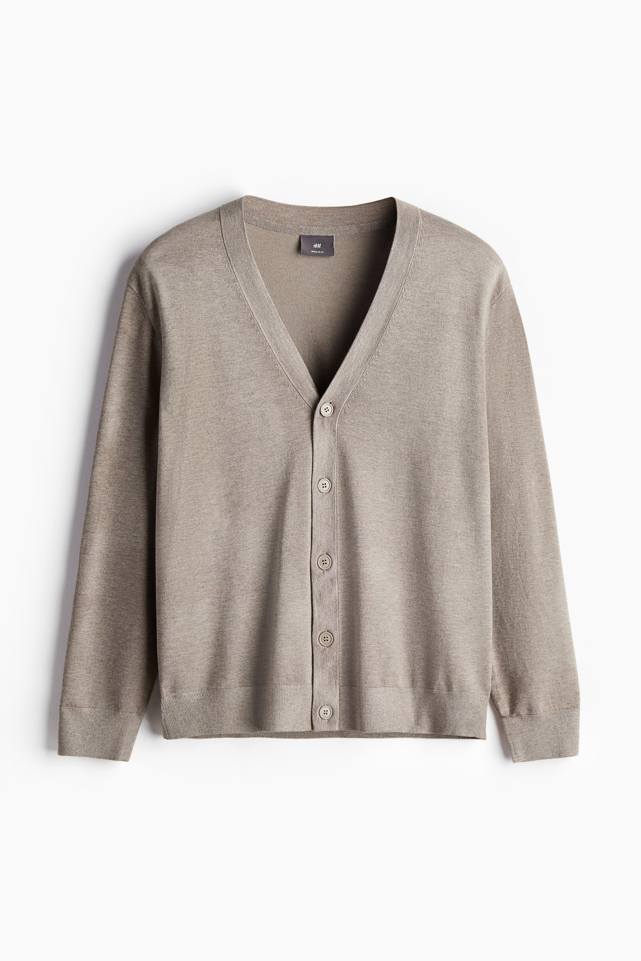 Regular Fit Fine-knit cardigan - Dark beige - Men | H&M GB 4