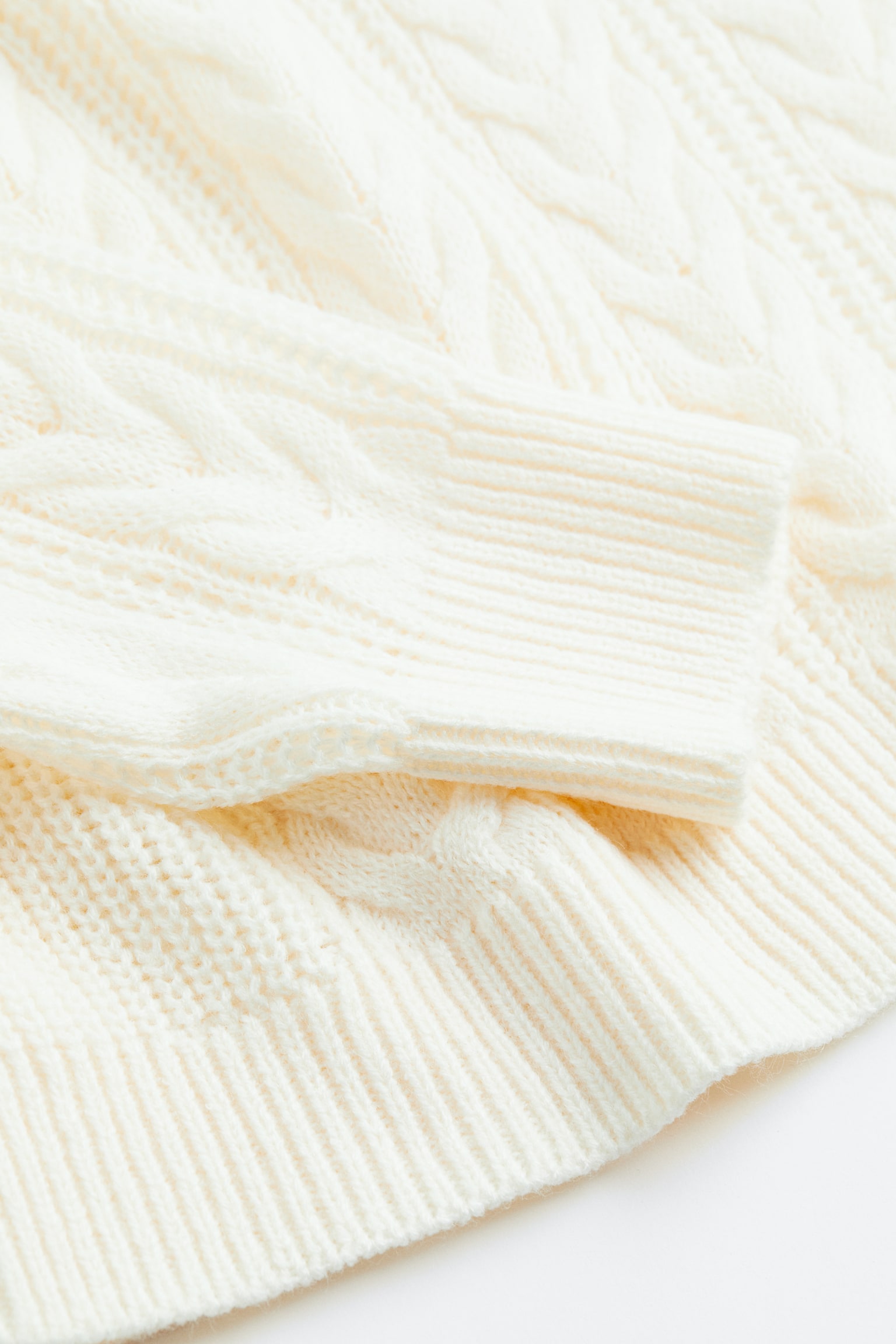 H&M+ Collared cable-knit jumper - Cream - 2