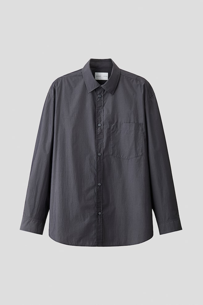 Relaxed-Fit Poplin Shirt - Dark gray - 1