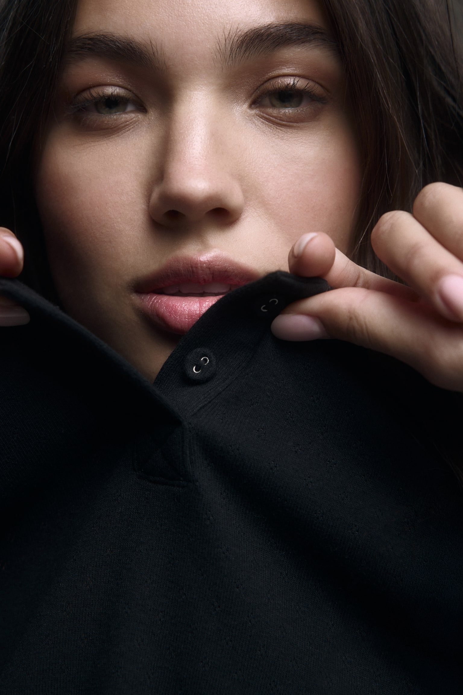 Pointelle-Knit Pajamas - Black/Light gray melange/floral - 5