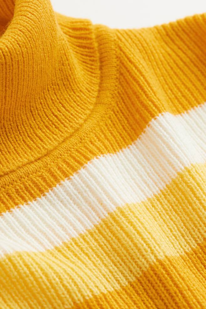 Rib-knit polo-neck jumper - Yellow/Striped - 2