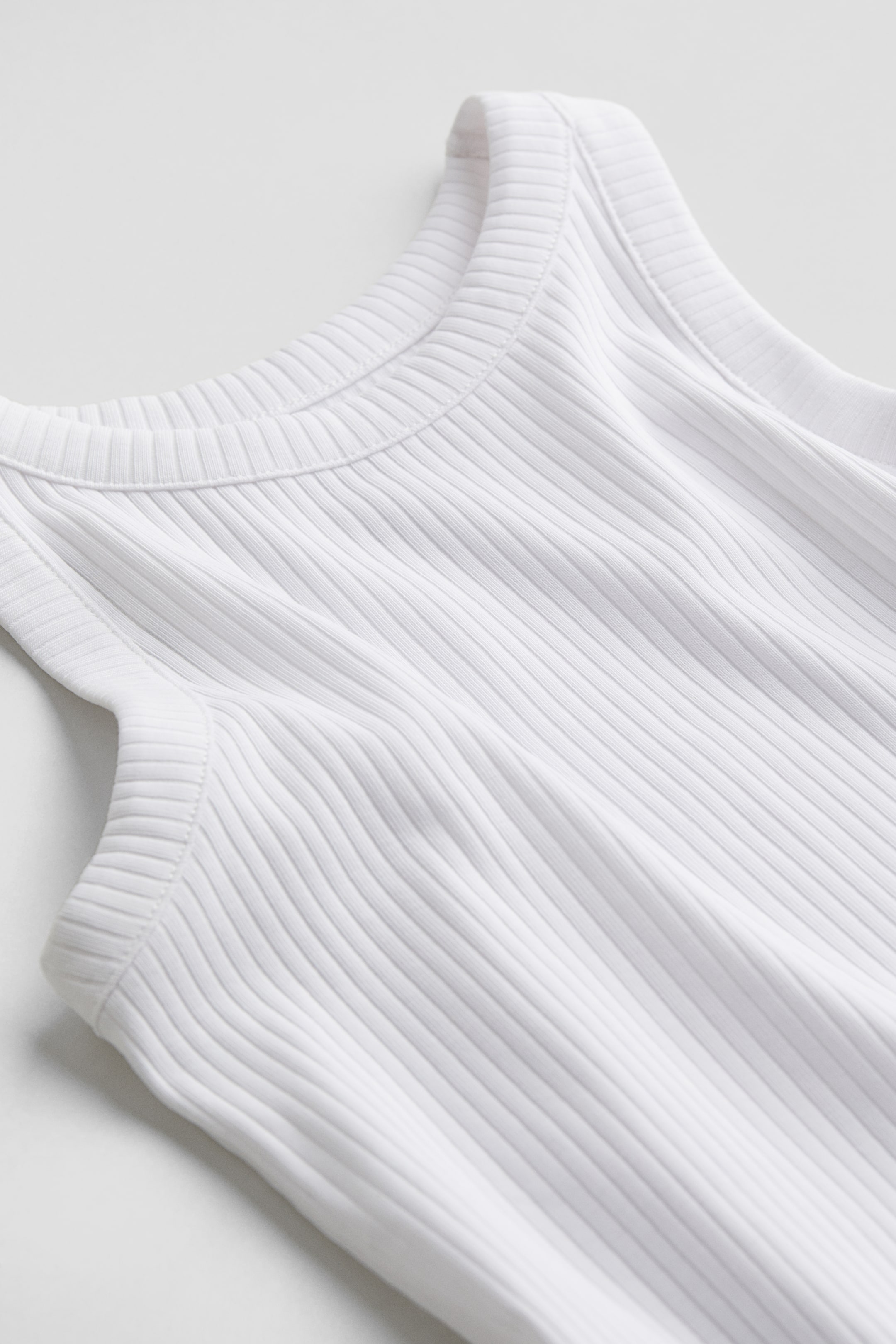 Ribbed Jersey Dress - Round Neck - Sleeveless - White - Kids | H&M US