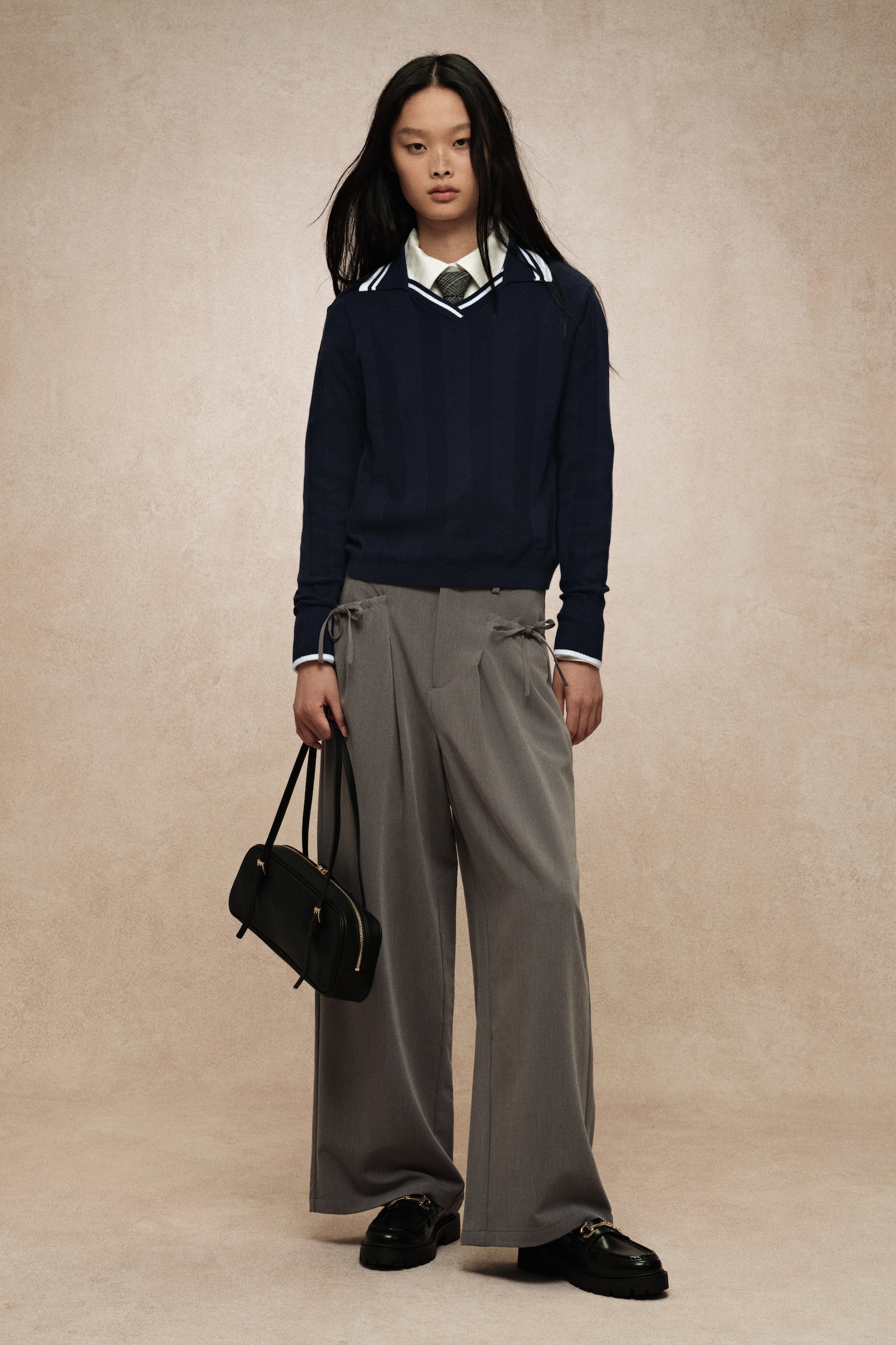 有領棉質套衫 - 海軍藍 - 3