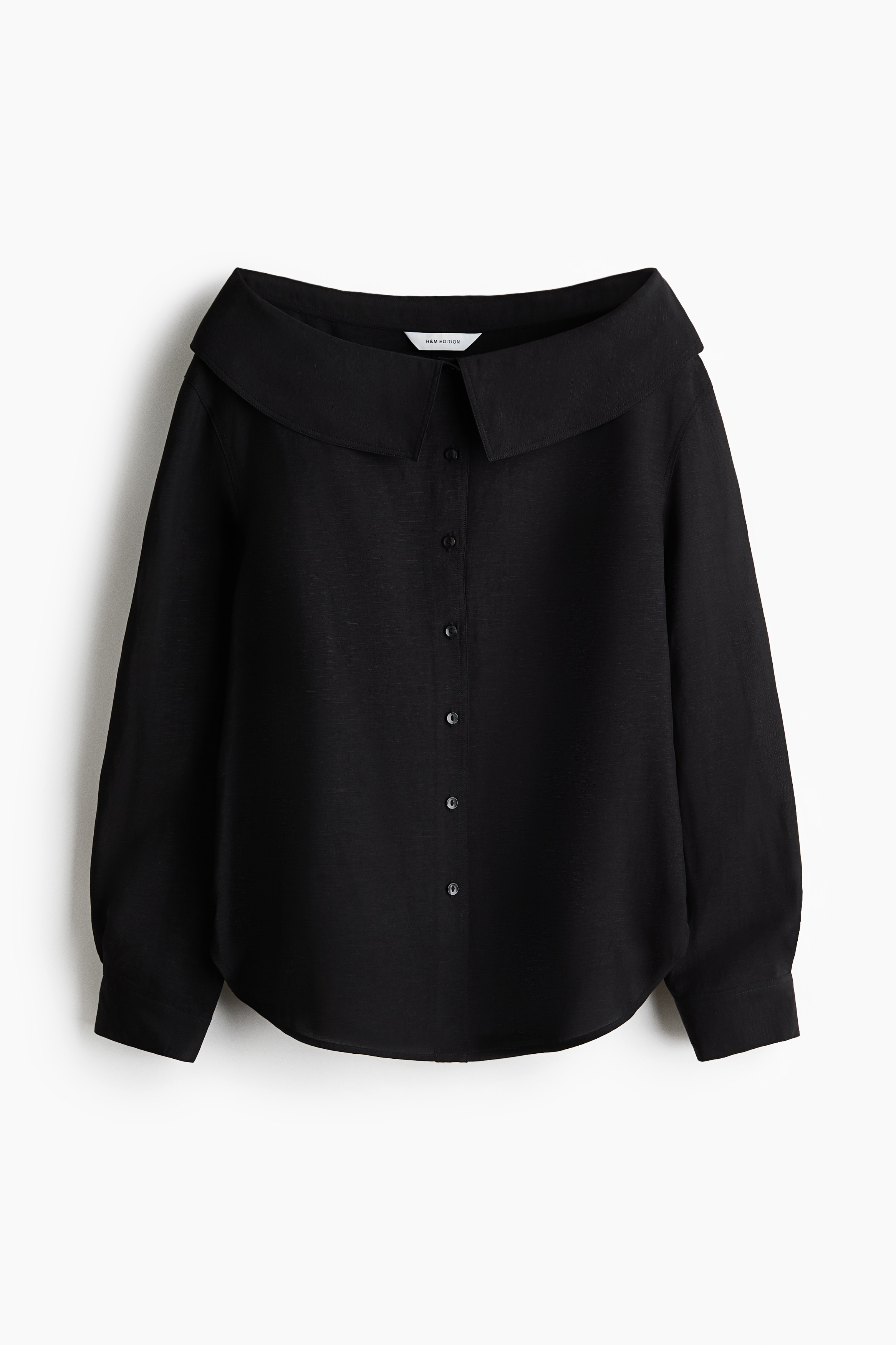 Linen-blend off-the-shoulder shirt - Black