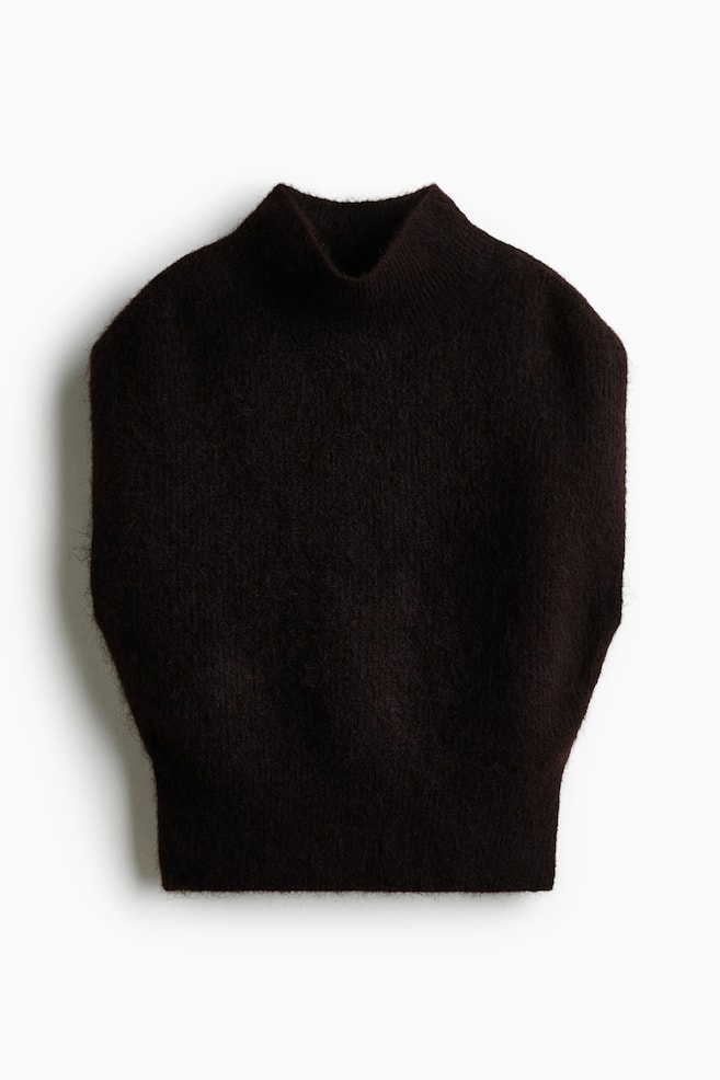 Turtleneck sweater vest - Dark brown/Light grey marl/Cream/Cream - 1
