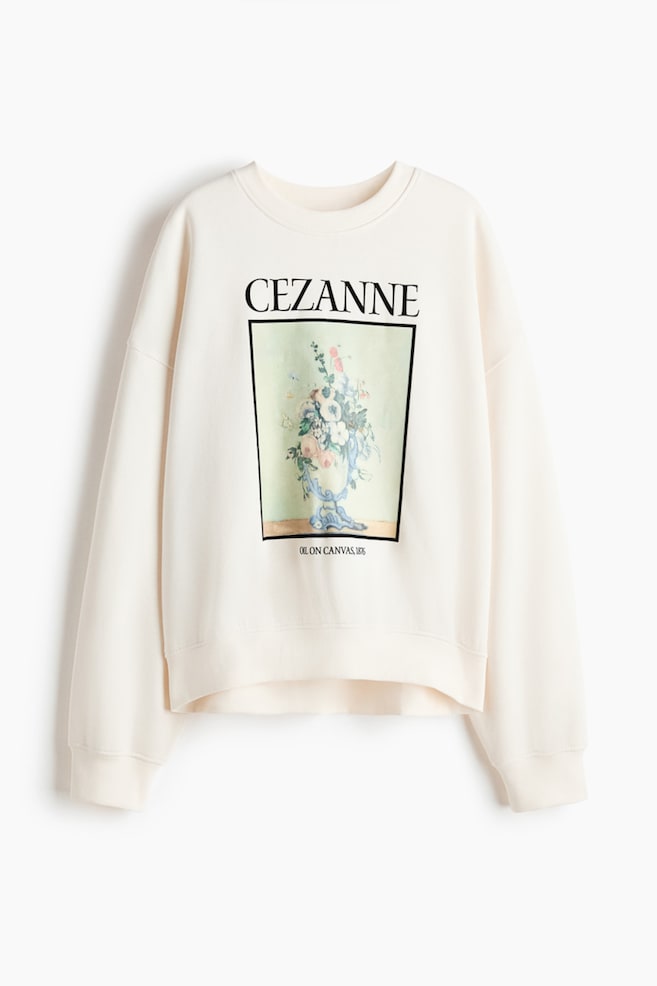 Oversized Sweatshirt with Printed Motif - Light beige/Cezanne/Pink/Matisse - 1