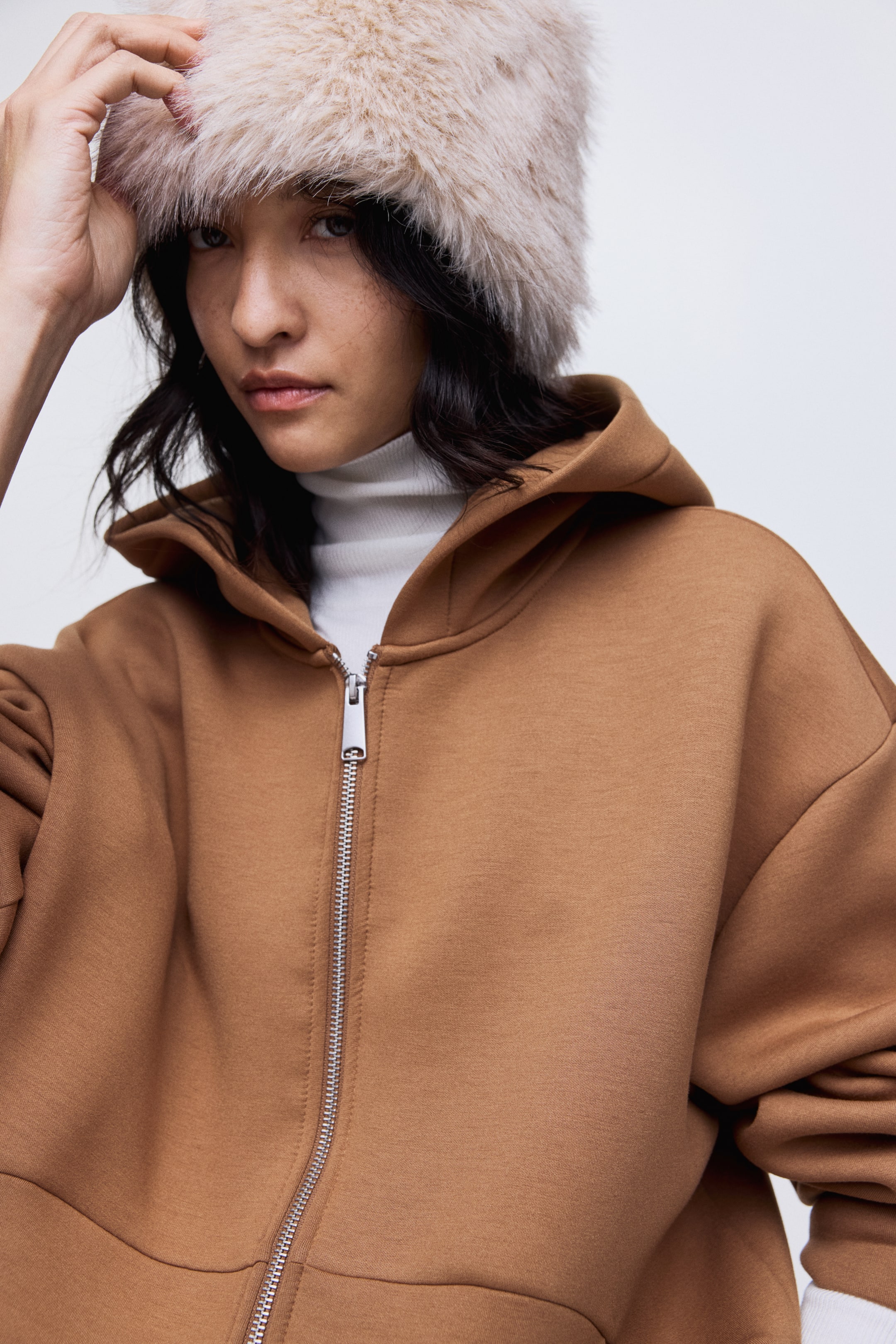 View larger image: Scuba zip-through hoodie - Dark beige - Ladies | H&M IN 3