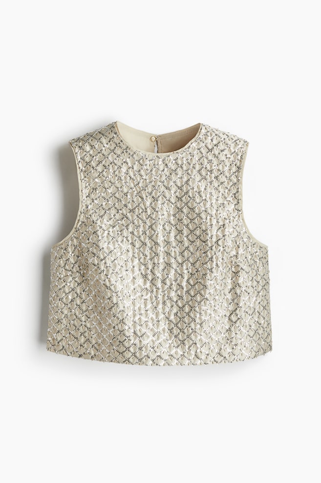 Tanktop mit Verzierungen - Hellbeige/Schwarz - 1
