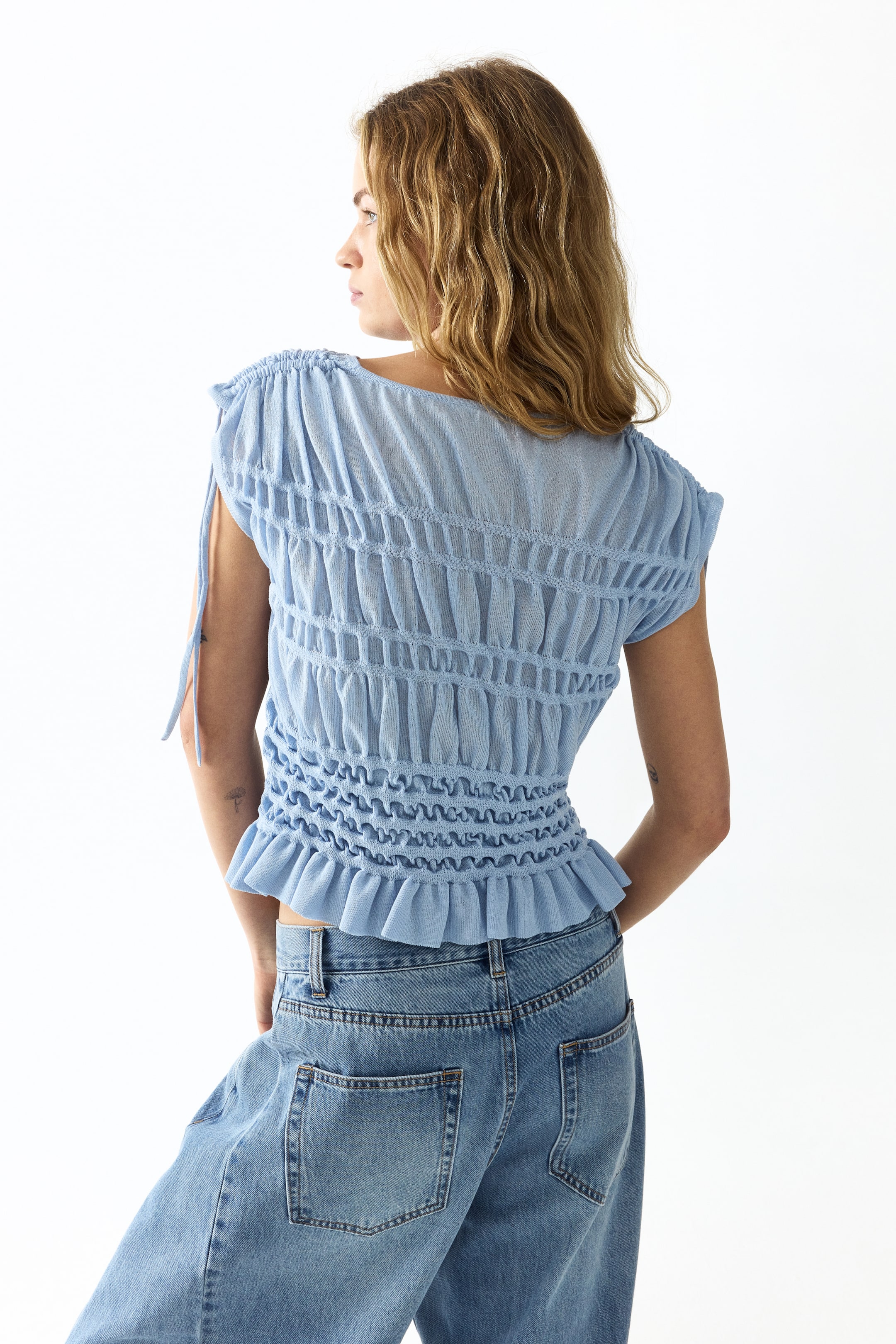 Haut smocké en tricot fin