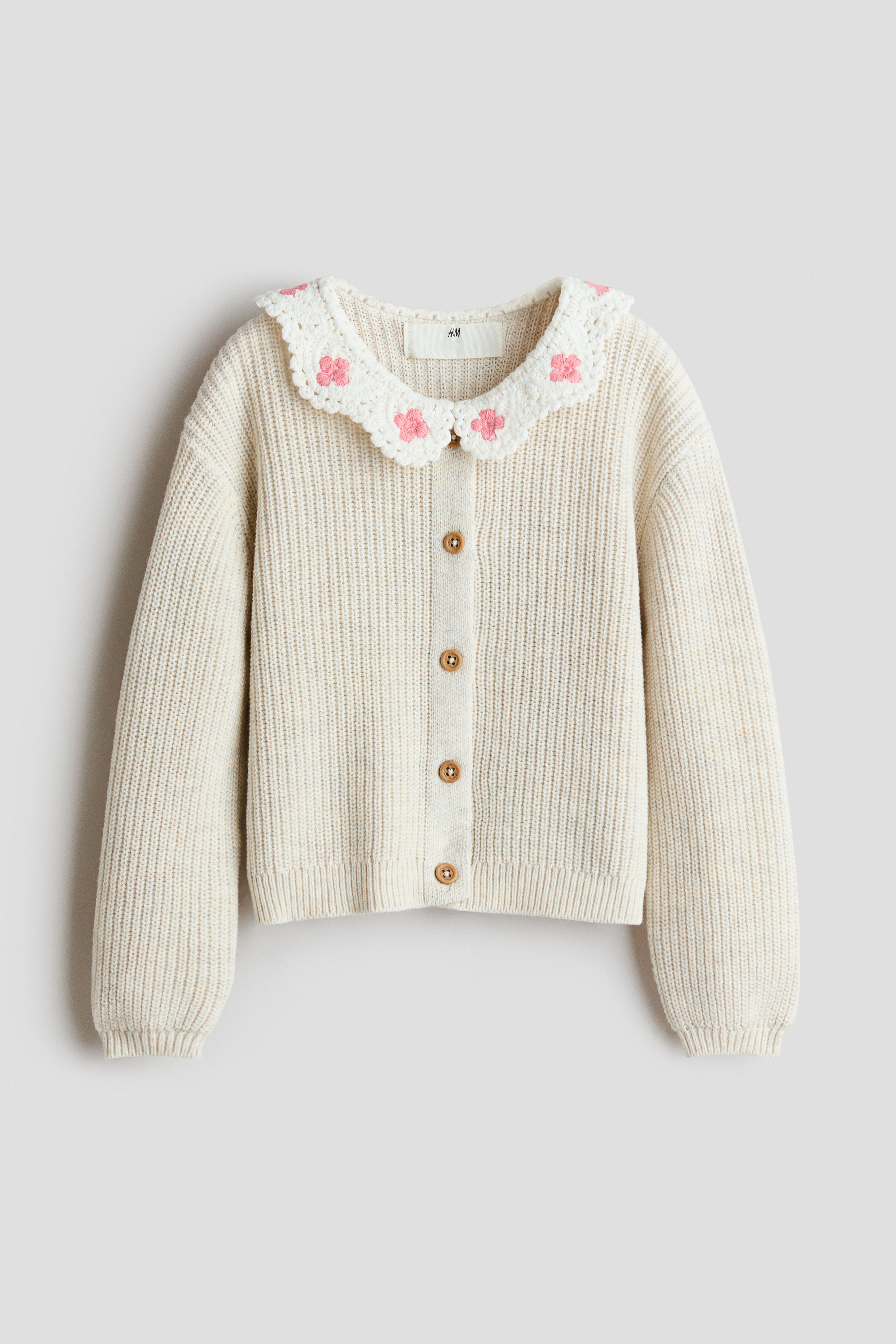 Cardigan with Crochet-Look Collar