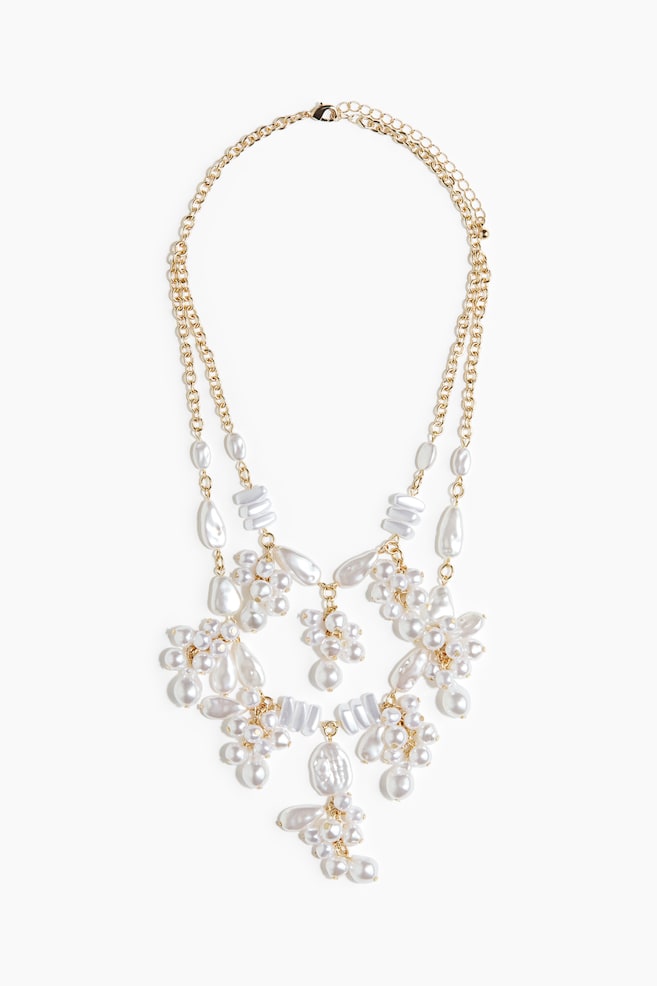 Cluster necklace - Gold-coloured/White - 1