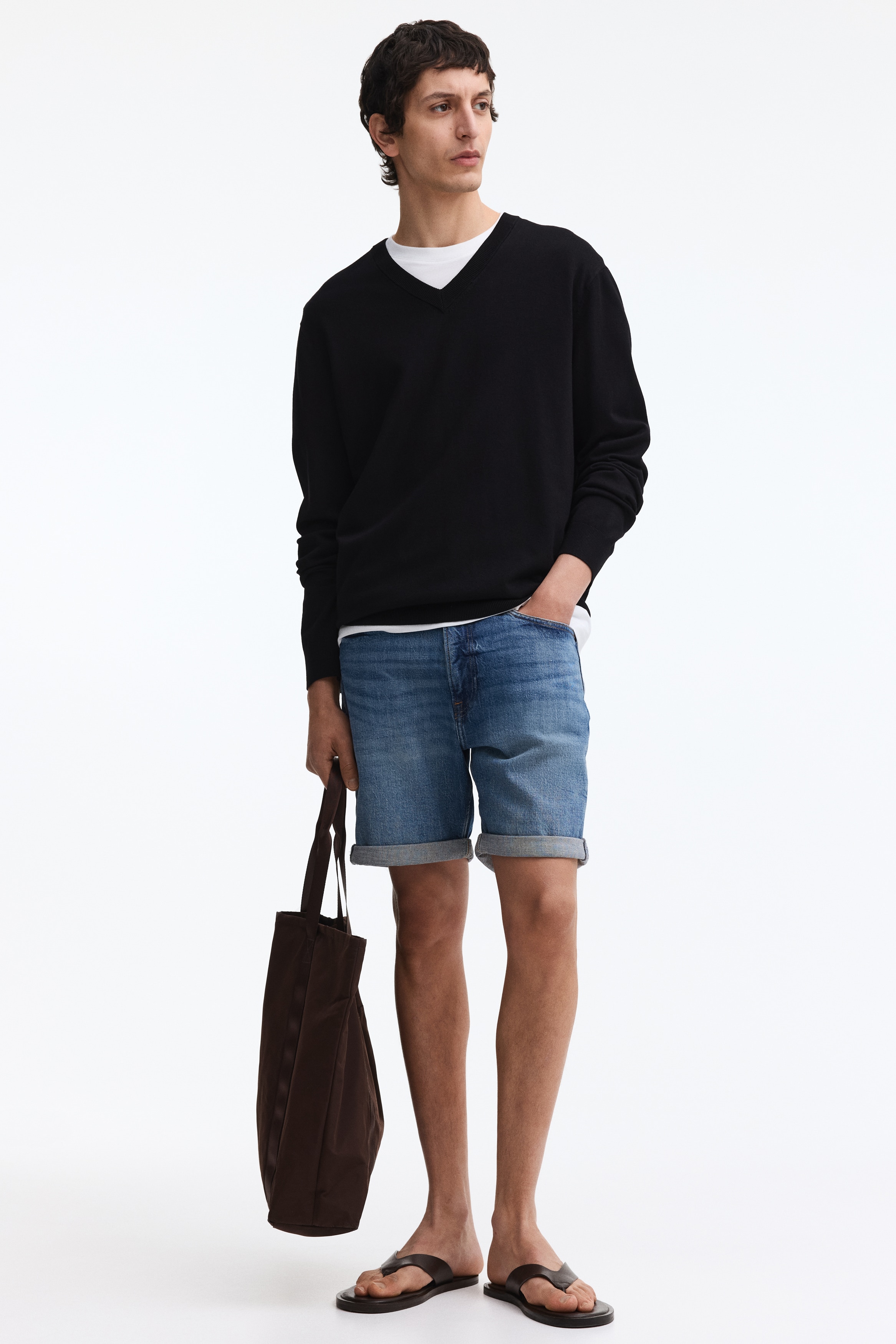 Slim Denim Shorts - Denim blue/Light denim blue