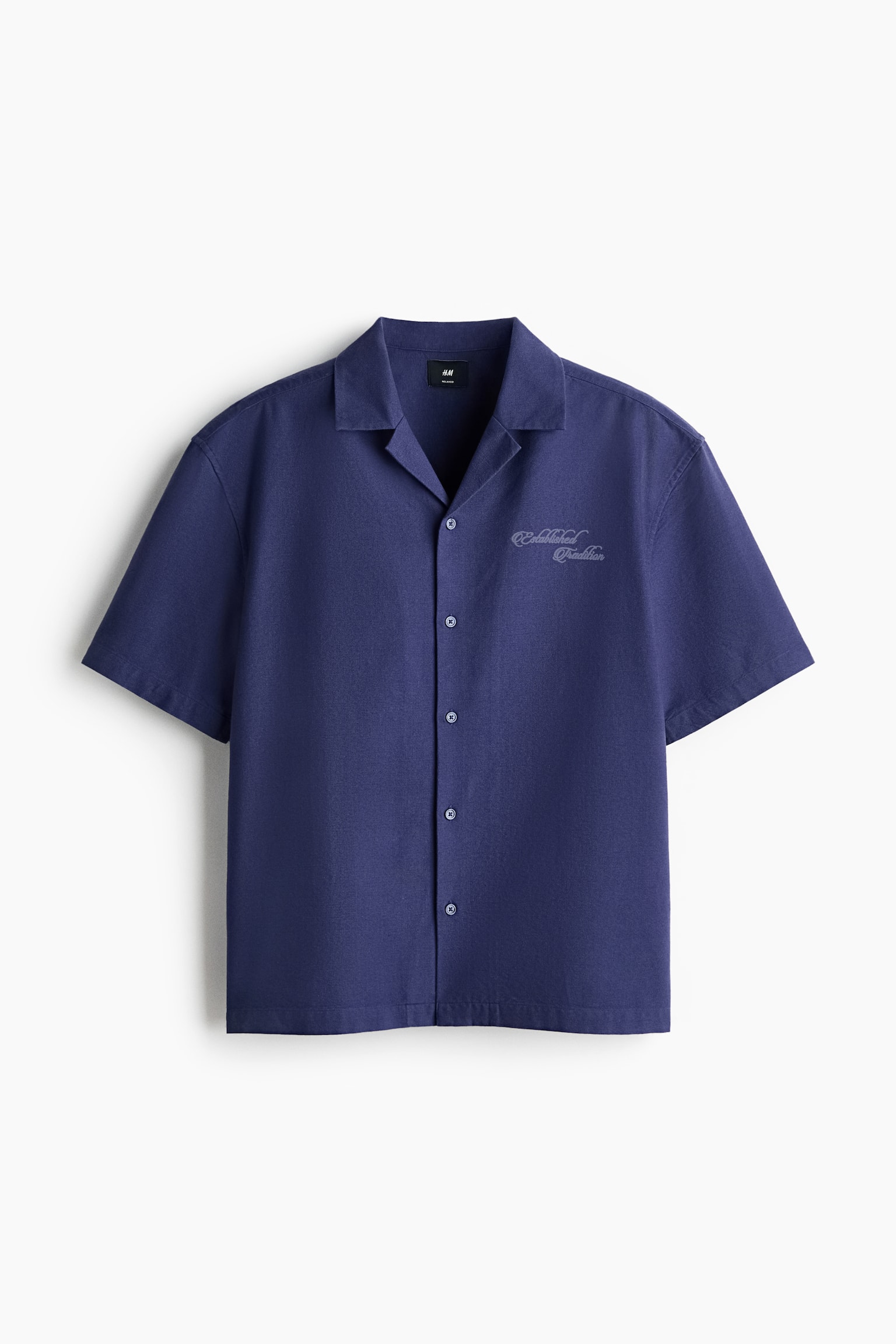Relaxed Fit Embroidered-motif cotton resort shirt - Dark blue/Light blue - 1