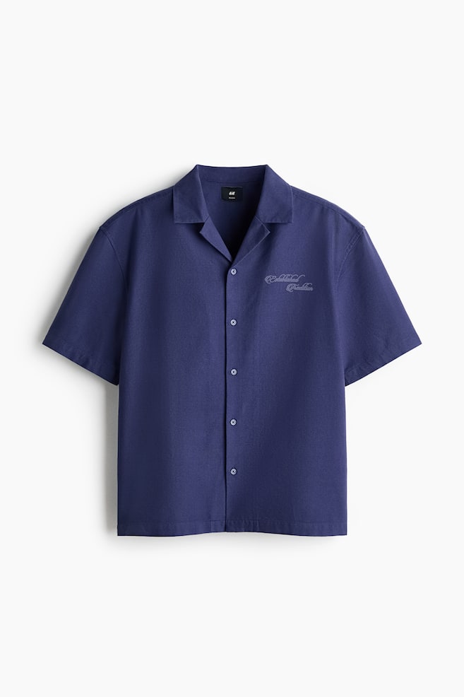 Relaxed-Fit Embroidered-Motif Cotton Resort Shirt - Dark blue/Light blue - 1