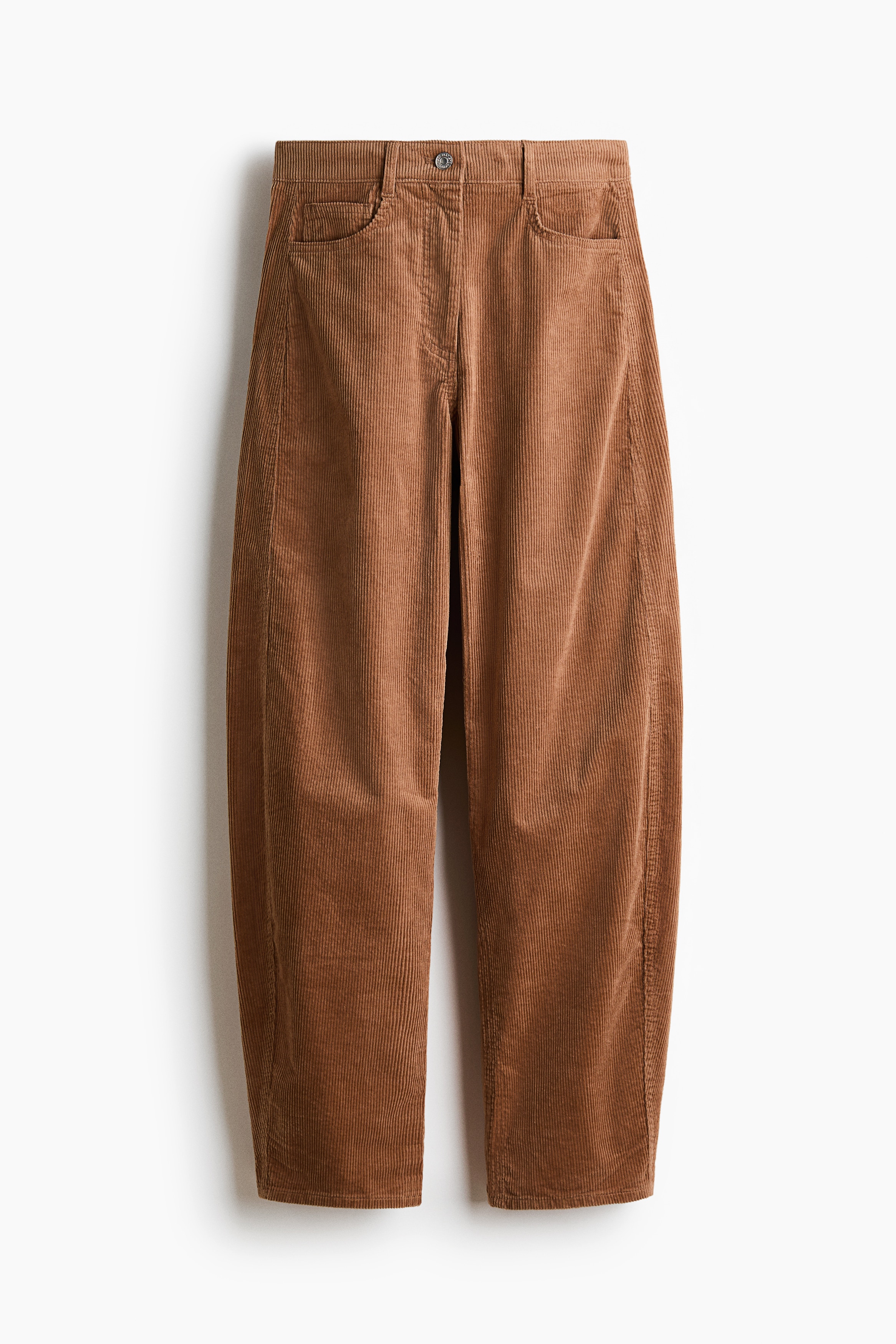 Barrel-Leg Corduroy Pants - Dusty brown