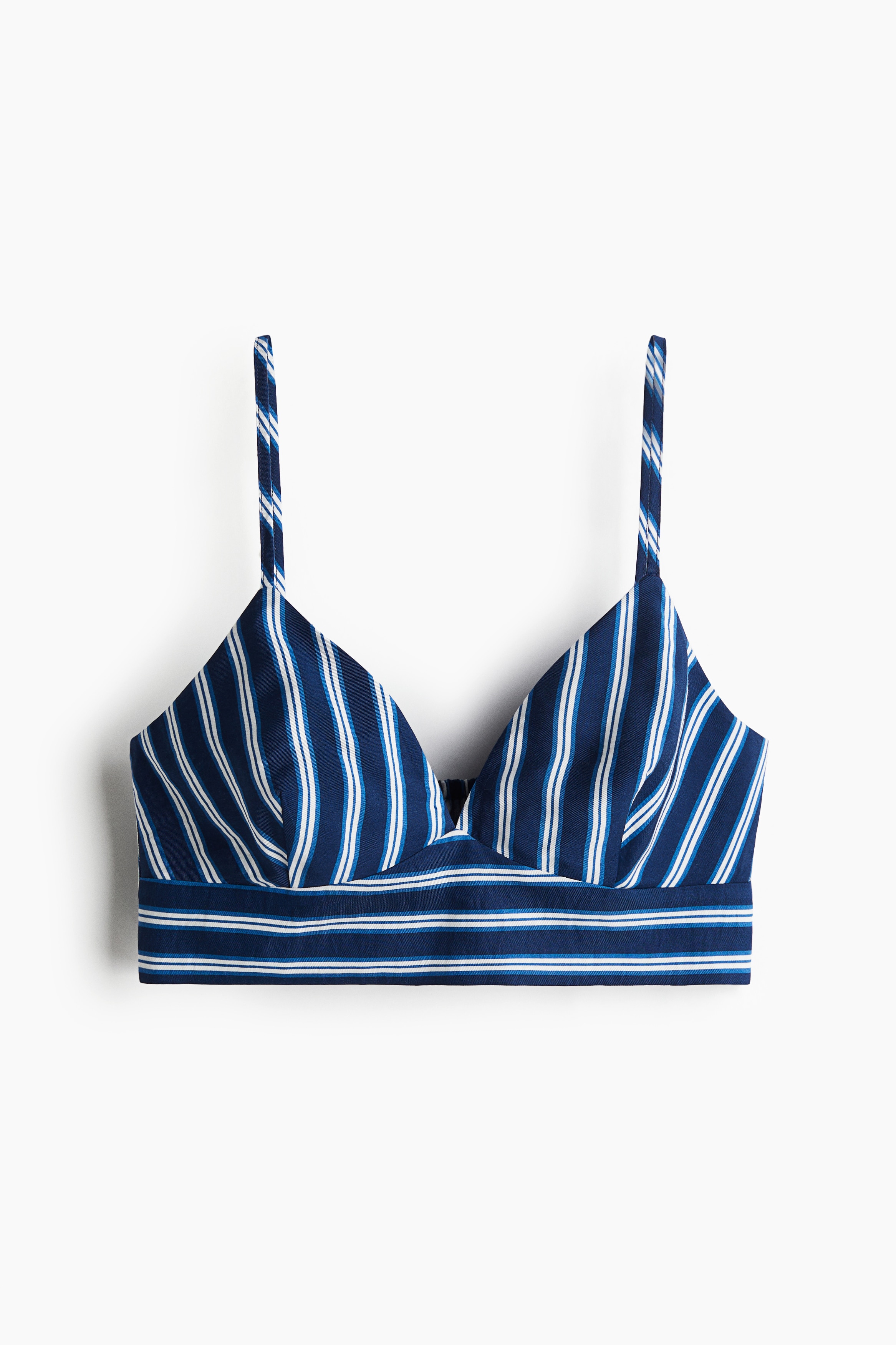 Twill Bralette Top - Navy blue/striped