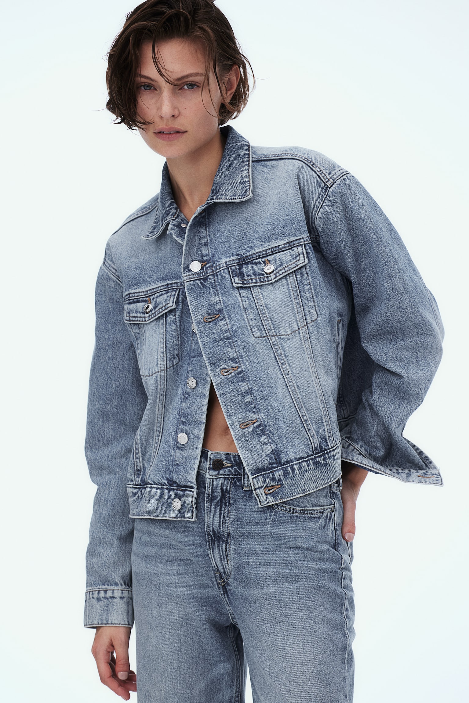 Short Denim Jacket - Denim blue/White/Light denim blue/Pale denim blue - 4