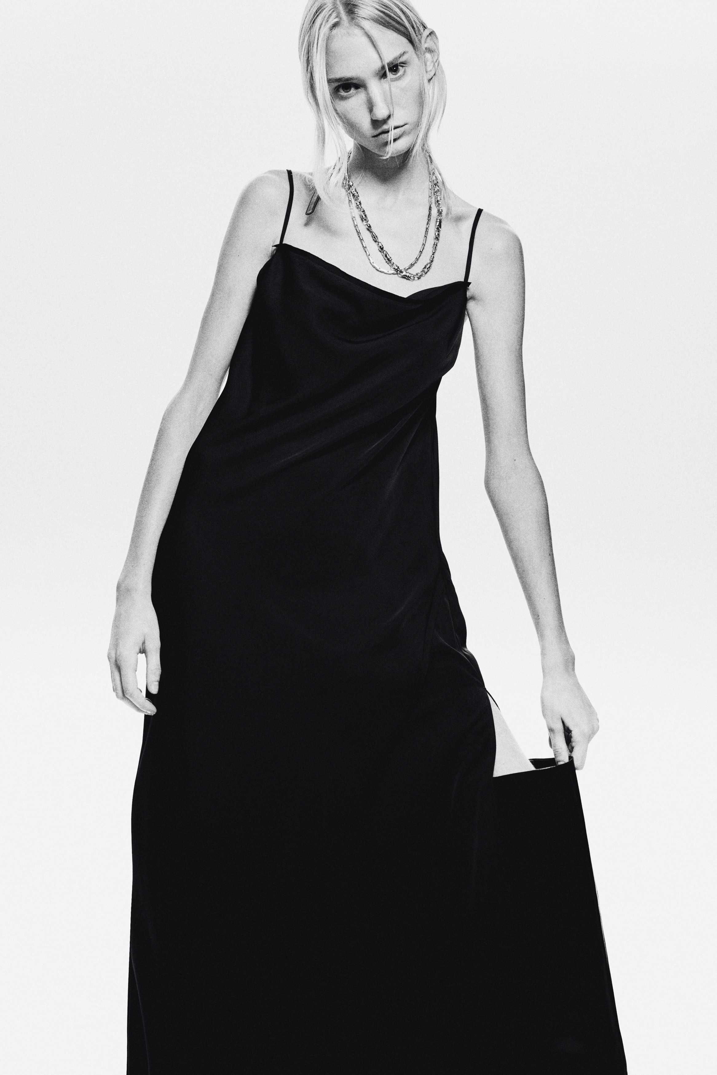 Belt-detail strappy dress