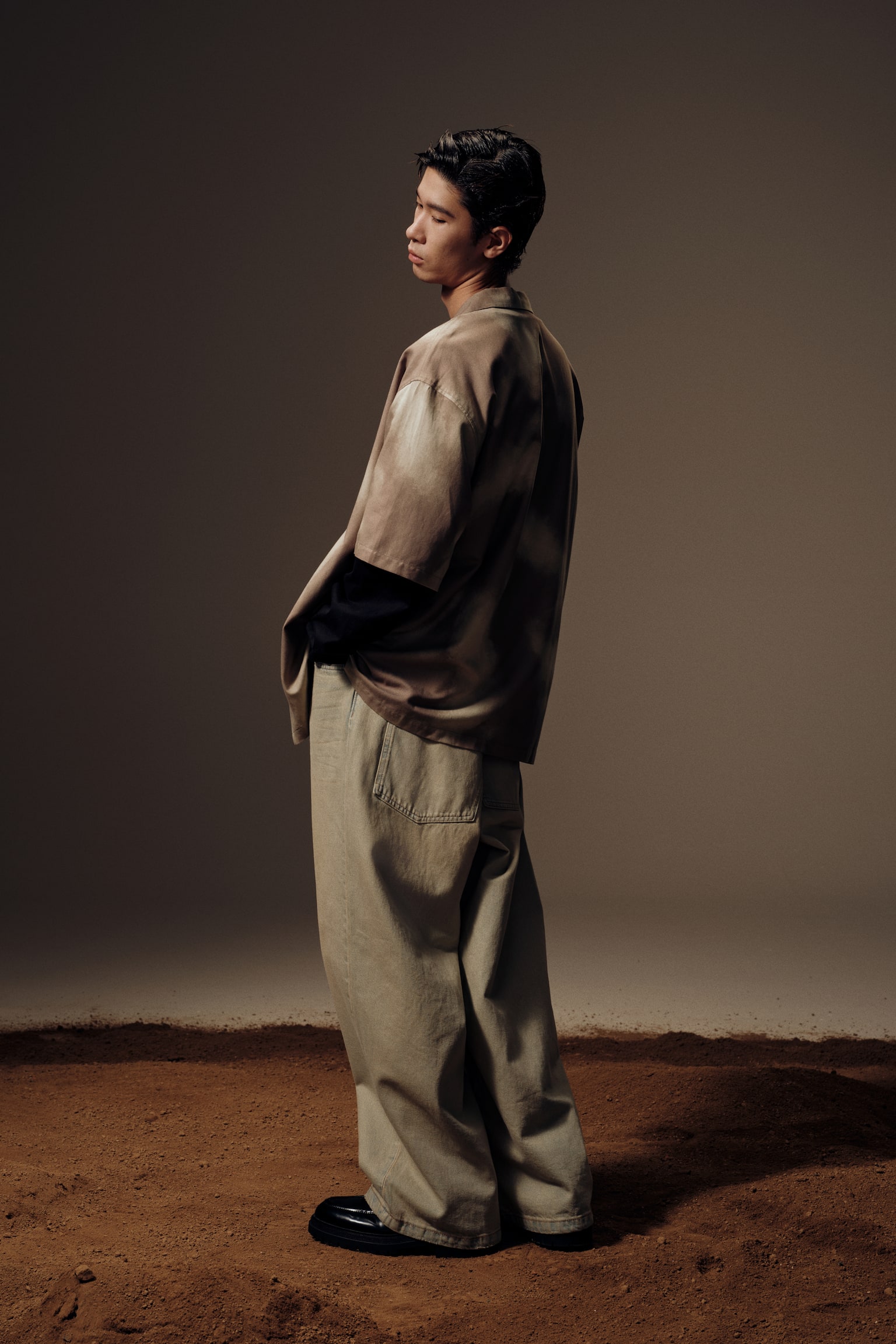 寬鬆剪裁休閒襯衫 - 米色/印花/黑色/Rustbound/深紫色/Rustbound - 5