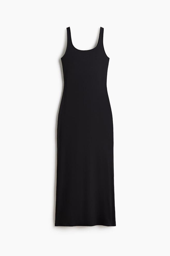 Scoop-Neck Bodycon Dress - Black/Dark red/Dark gray - 1