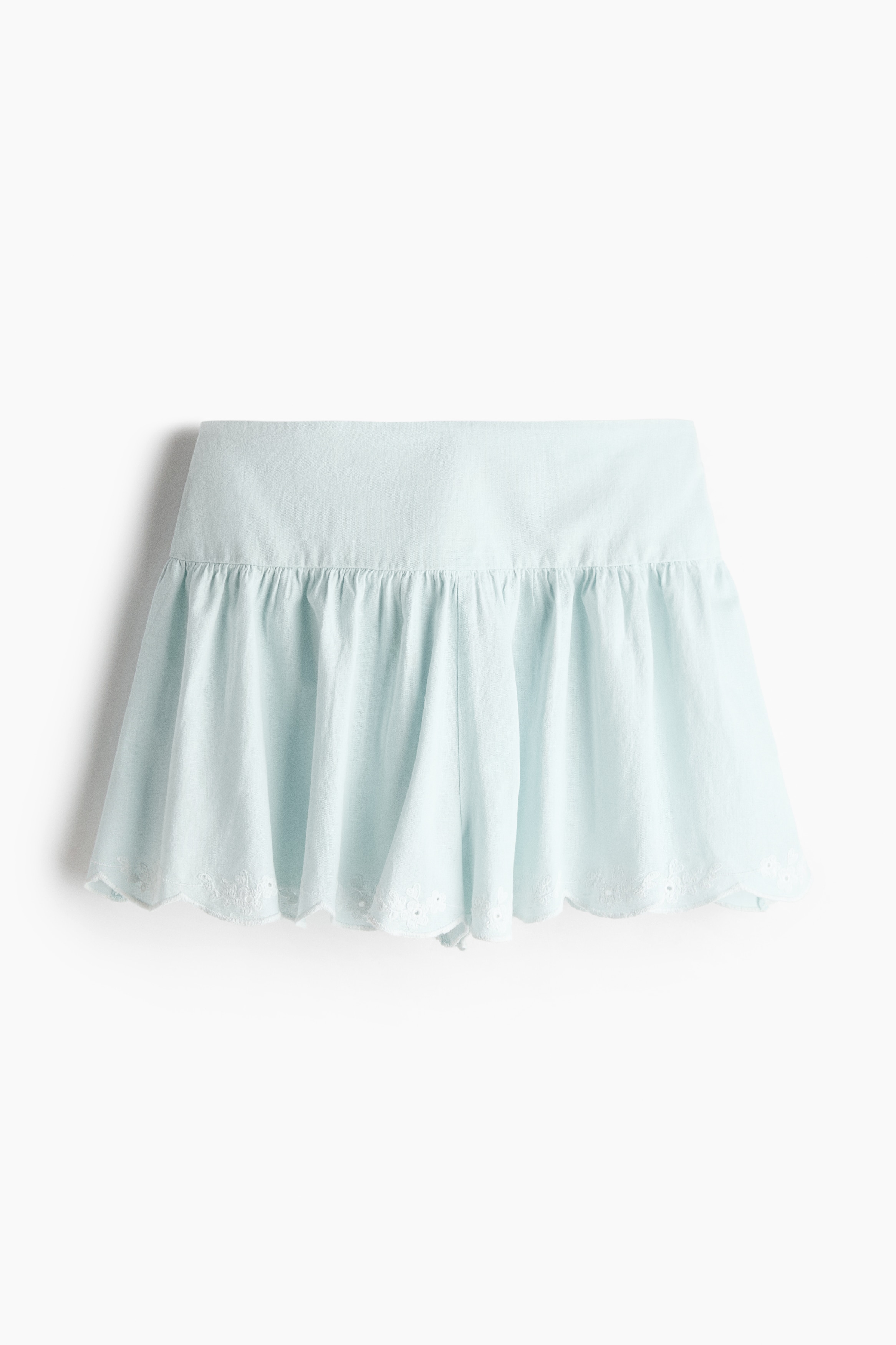Pantalón corto bordado - Turquesa claro