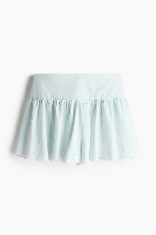Short met borduursel - Lichtturkoois - 1
