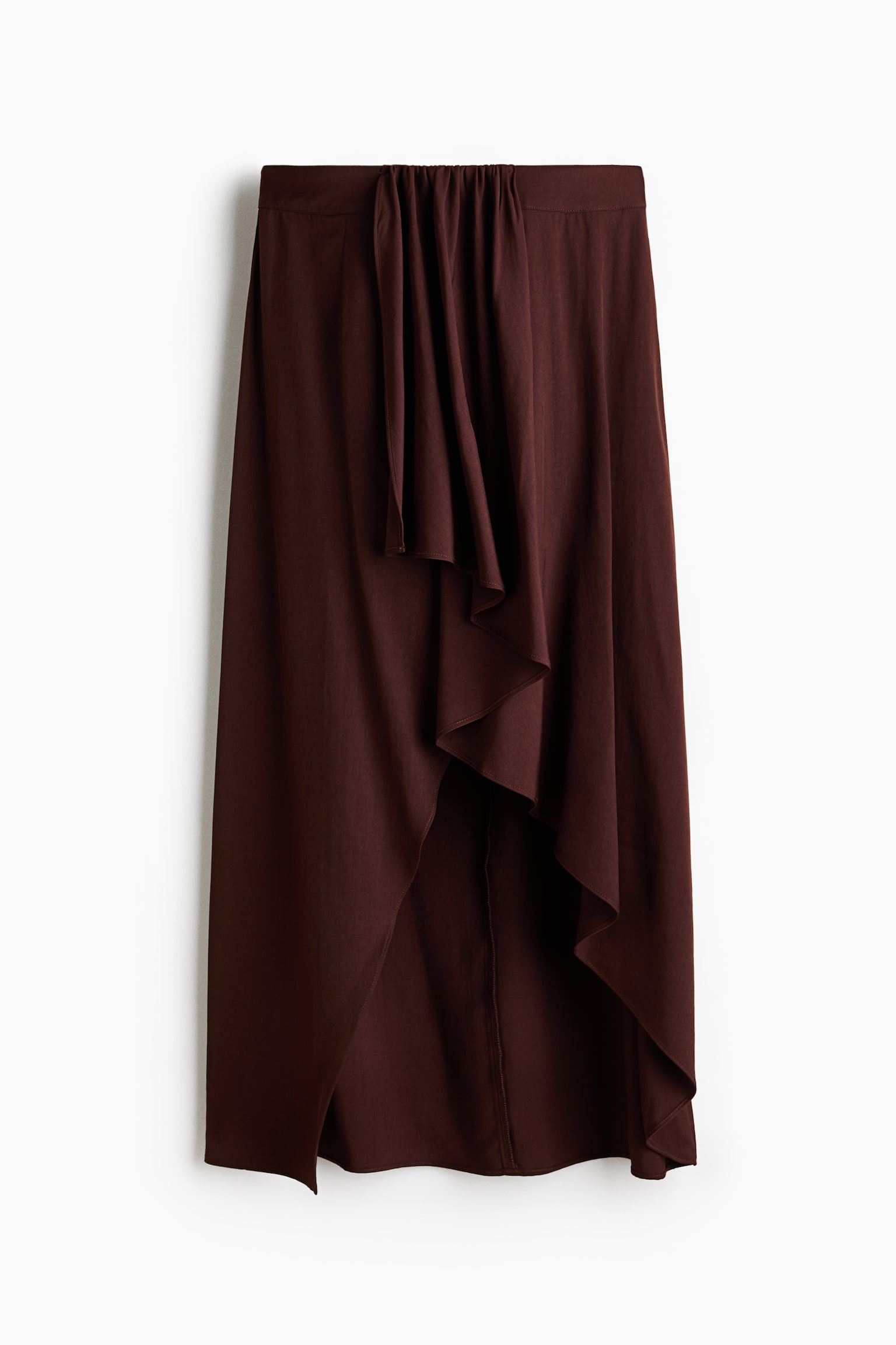 Jupe asymétrique avec panneau drapé - Brun foncé/Noir - 1