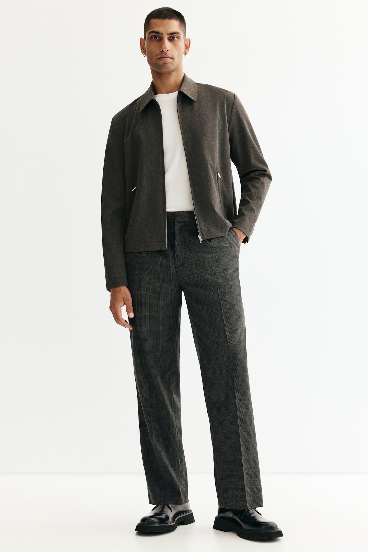 Relaxed Fit Suit trousers - Dark grey/Checked - Men | H&M GB