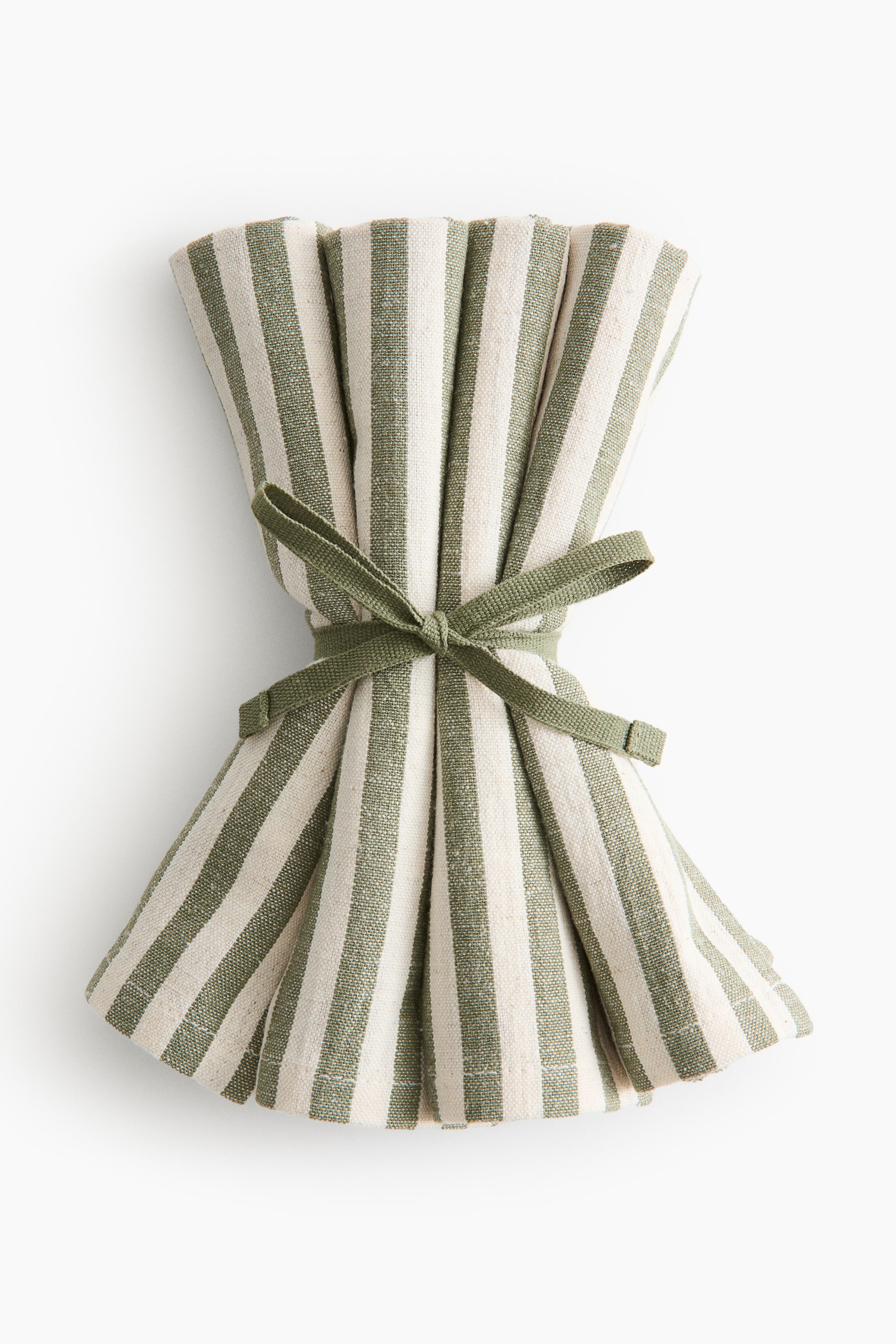 Ver imagen más grande: Pack de 4 servilletas de algodón - Verde/Rayas crema - HOME | H&M ES 2