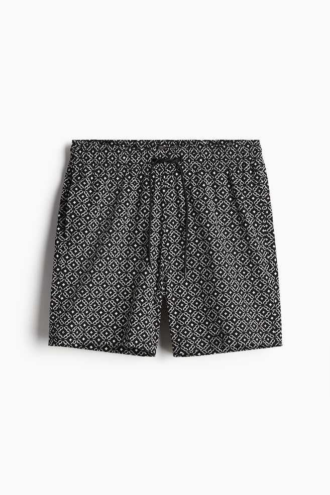 Short de bain en seersucker - Noir/motif - 1