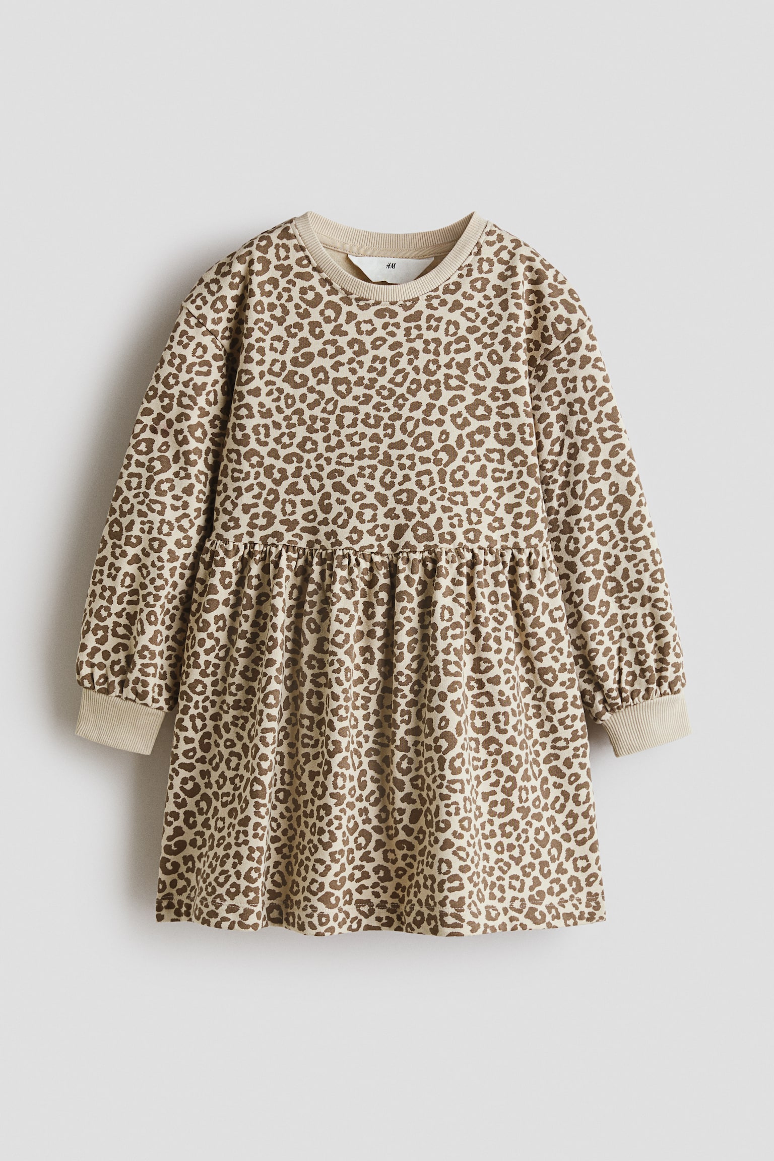Oversized sweatshirt dress - Light beige/Leopard print/Light pink/Hearts