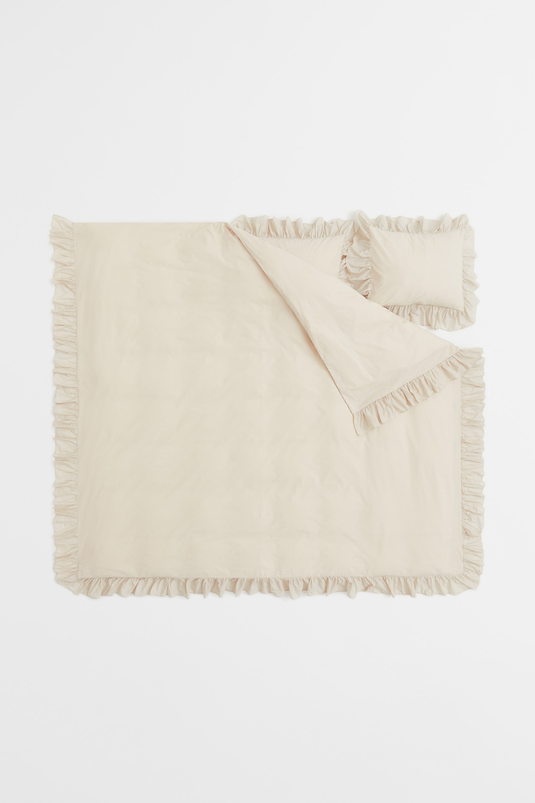 Flouncetrimmed King/Queen Duvet Cover Set Cream Home All H&M US