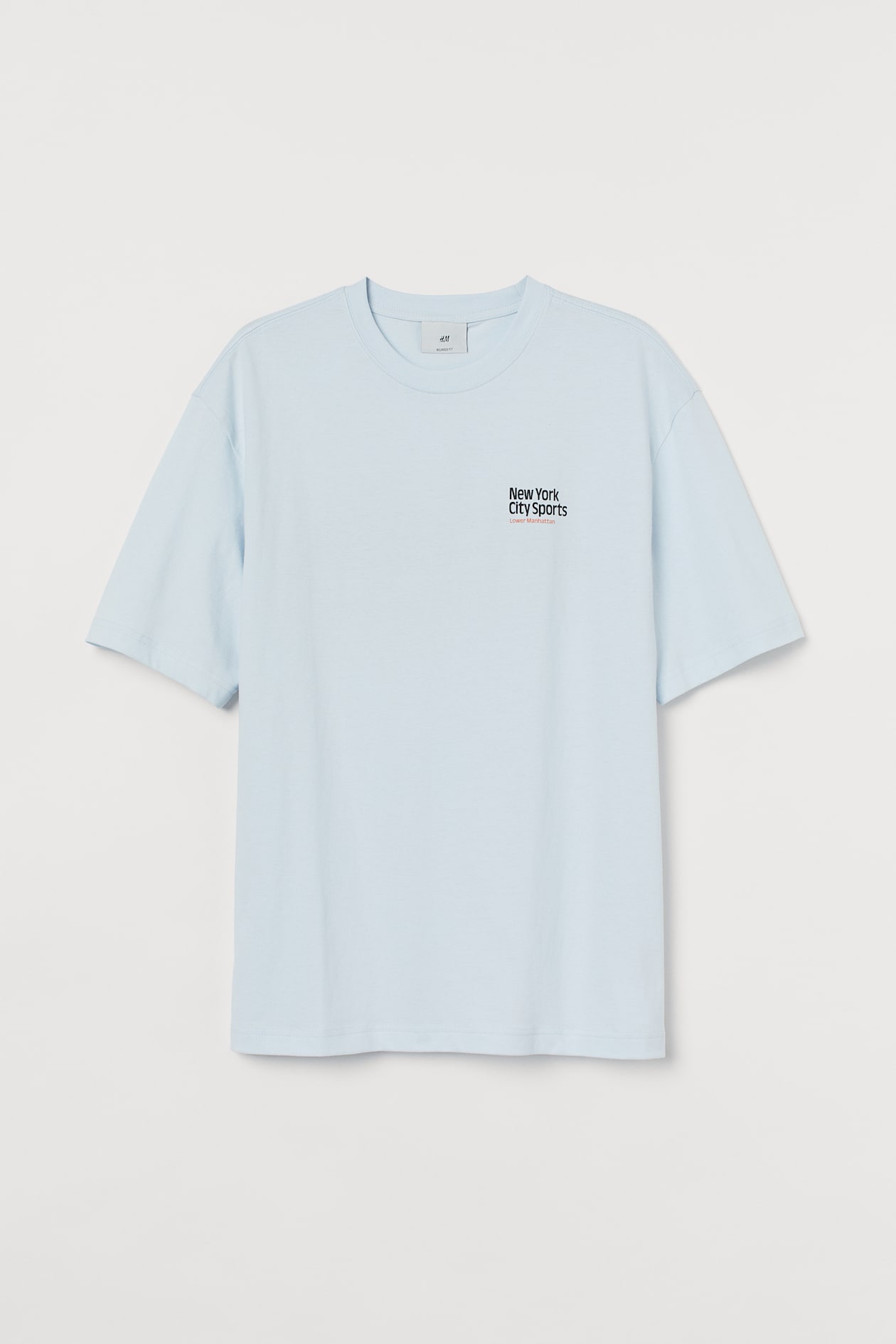 Relaxed Fit T-shirt - Round Neck - Short sleeve - Light blue/New York ...