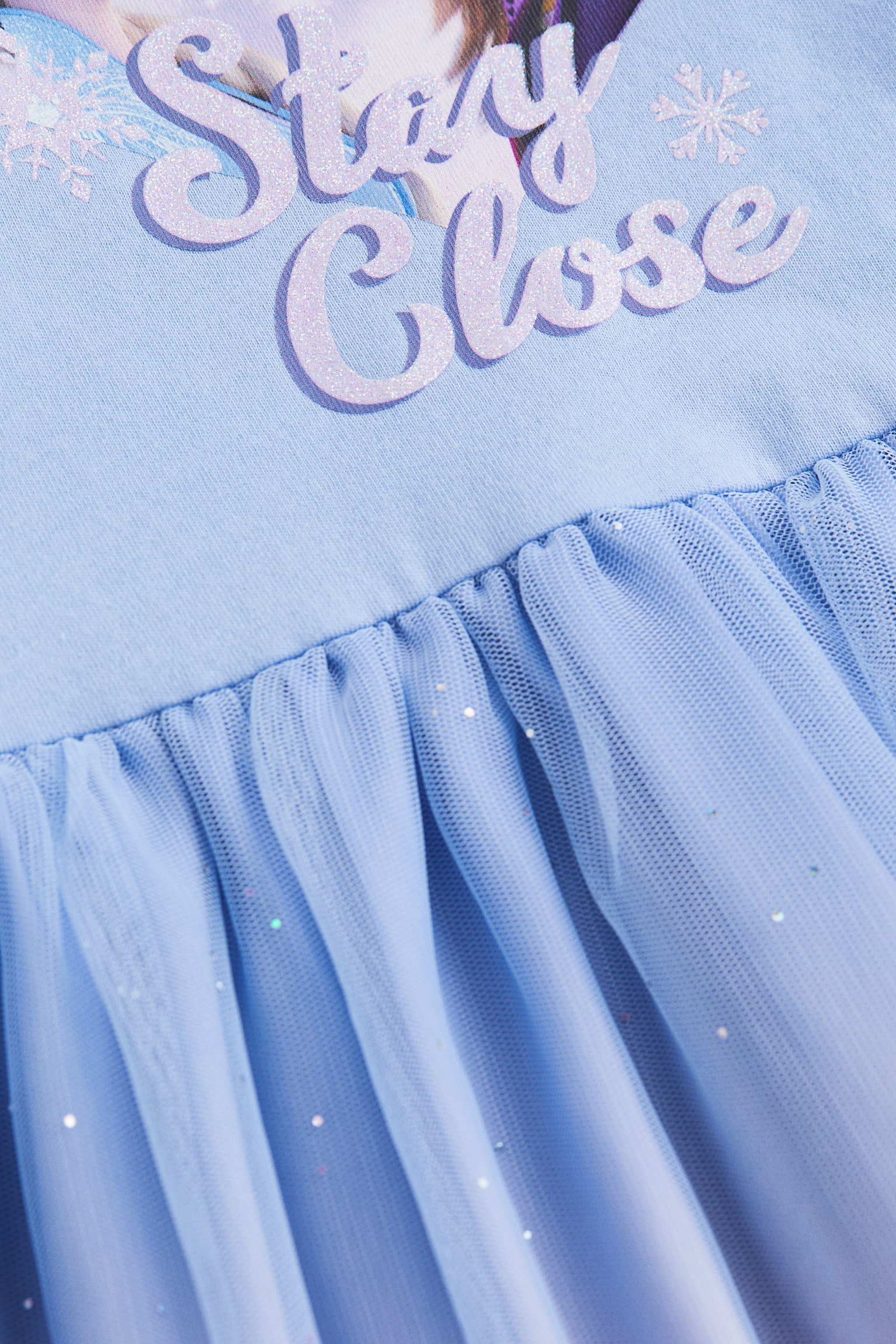 Tulle-skirt jersey dress - Light blue/Frozen - 2