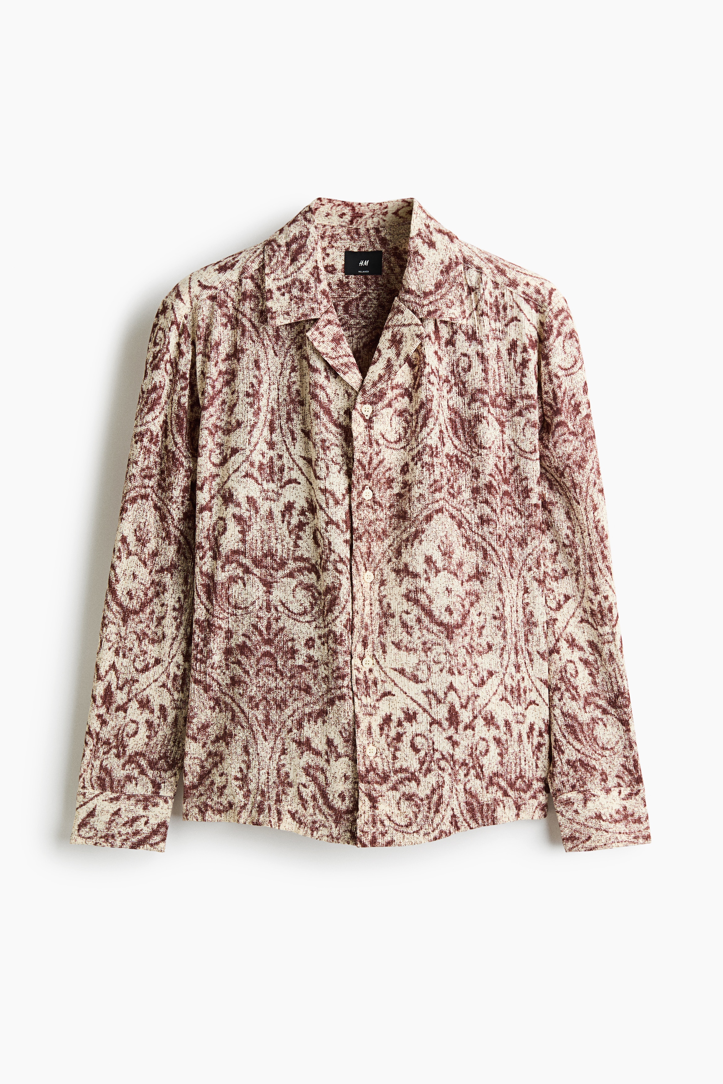 Relaxed Fit Resort shirt - Light beige/Patterned/Dark brown/Patterned