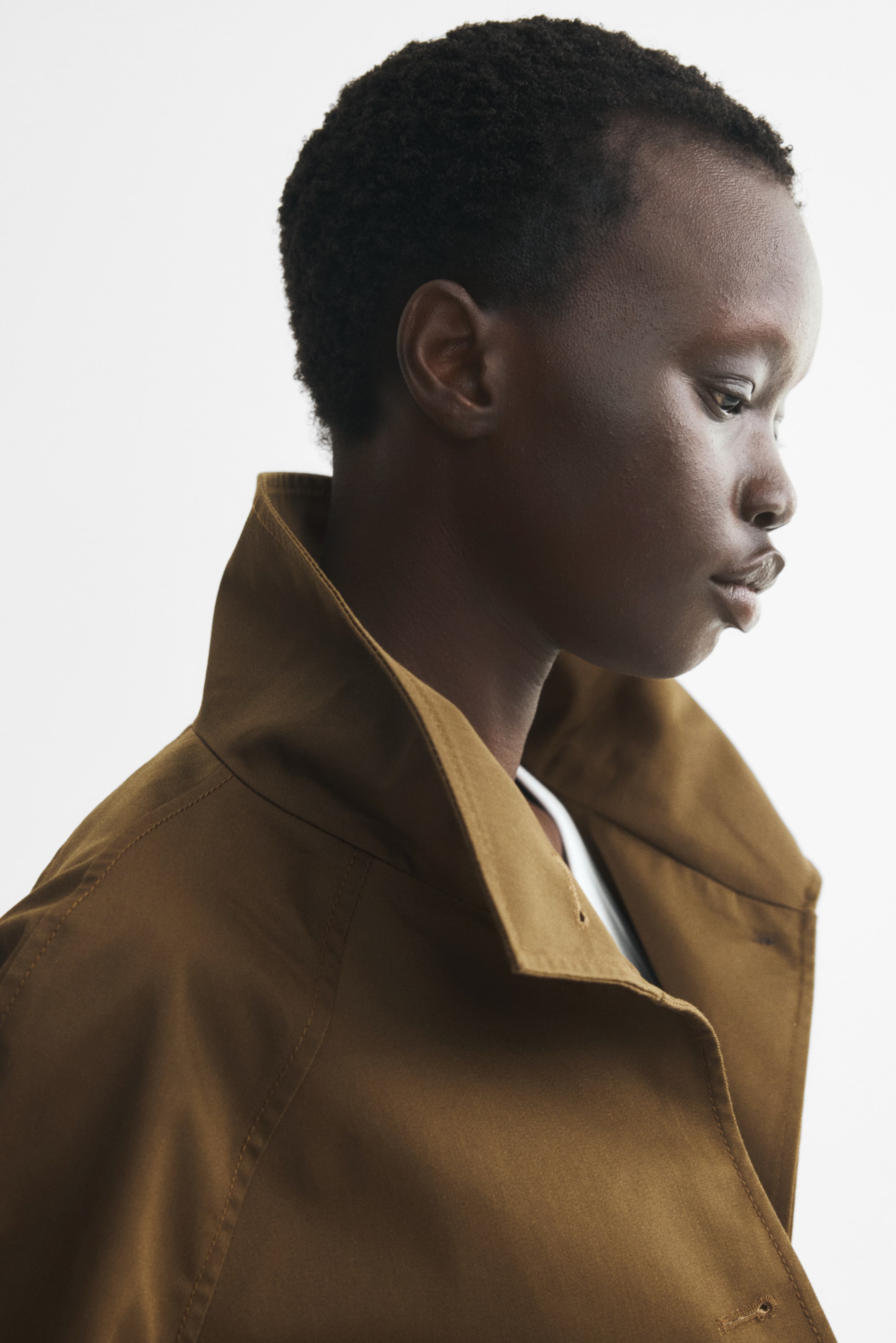 Funnel-Collar Twill Jacket