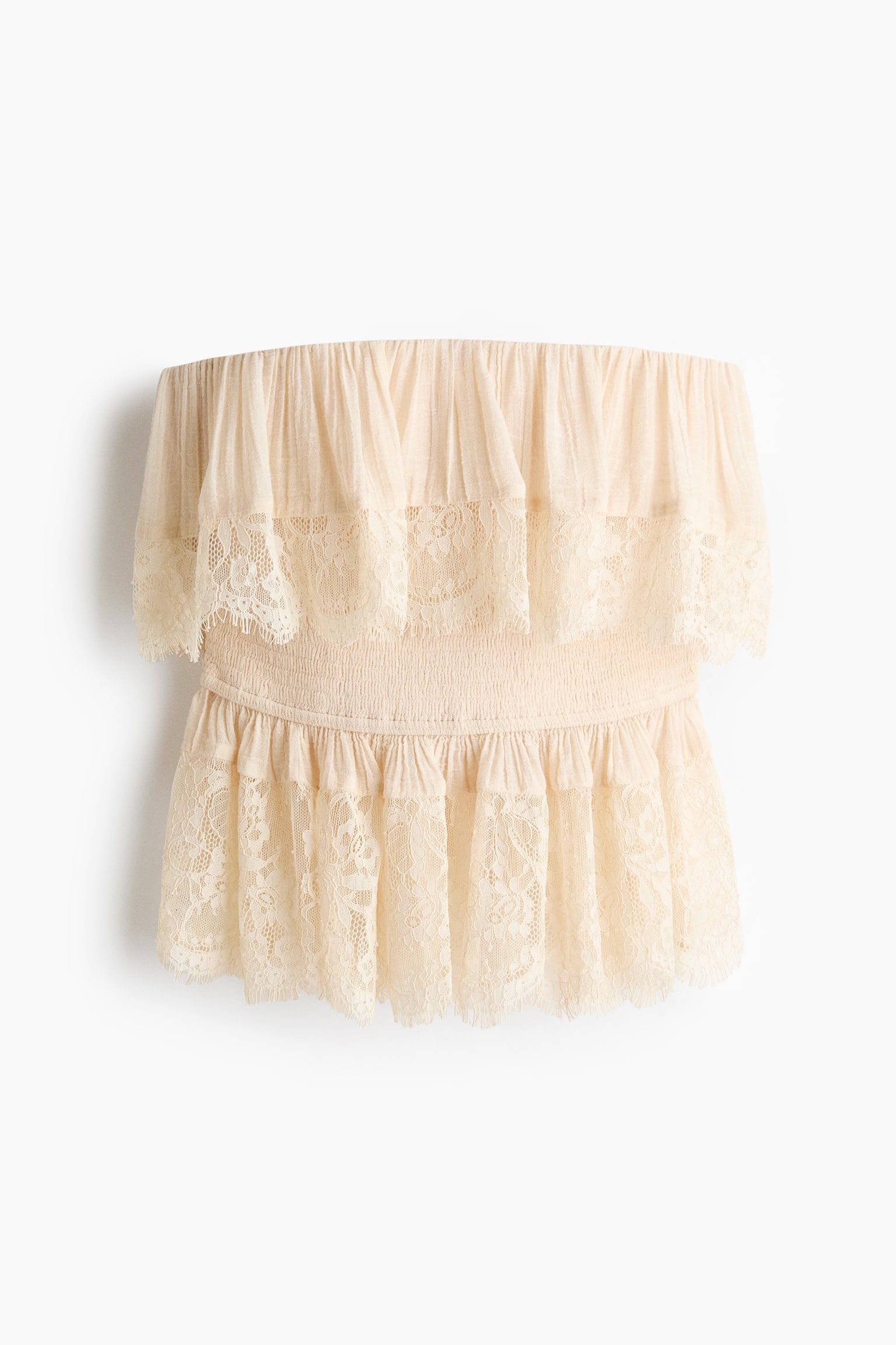 Flounced bandeau top - Light beige - 1