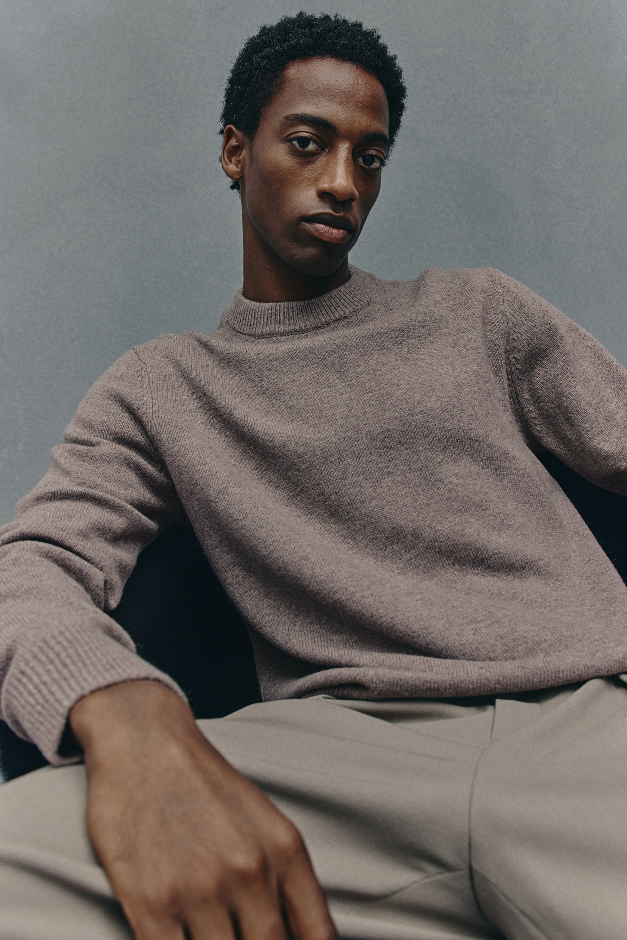 Regular Fit Wool jumper - Greige - Men | H&M GB 1