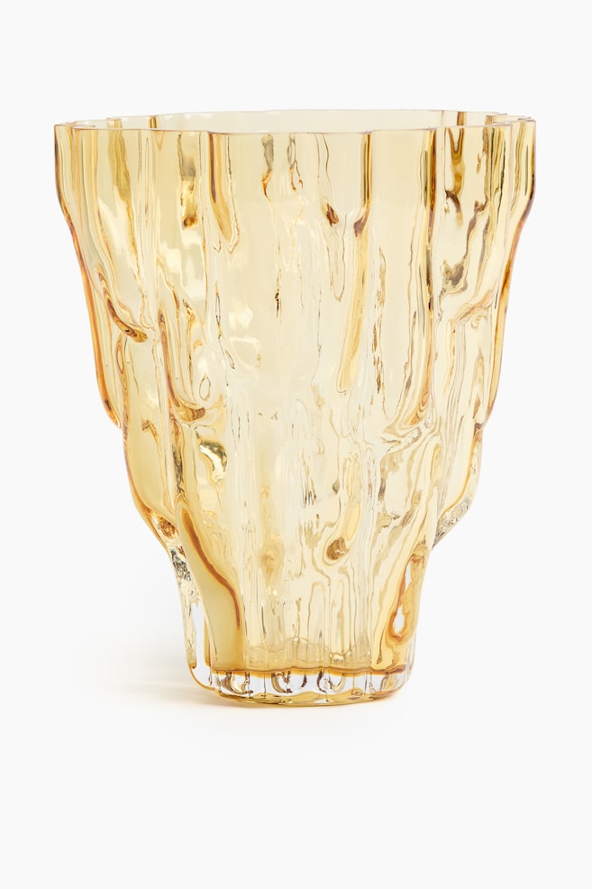 Textured-Glass Vase - Yellow/Transparent - 1