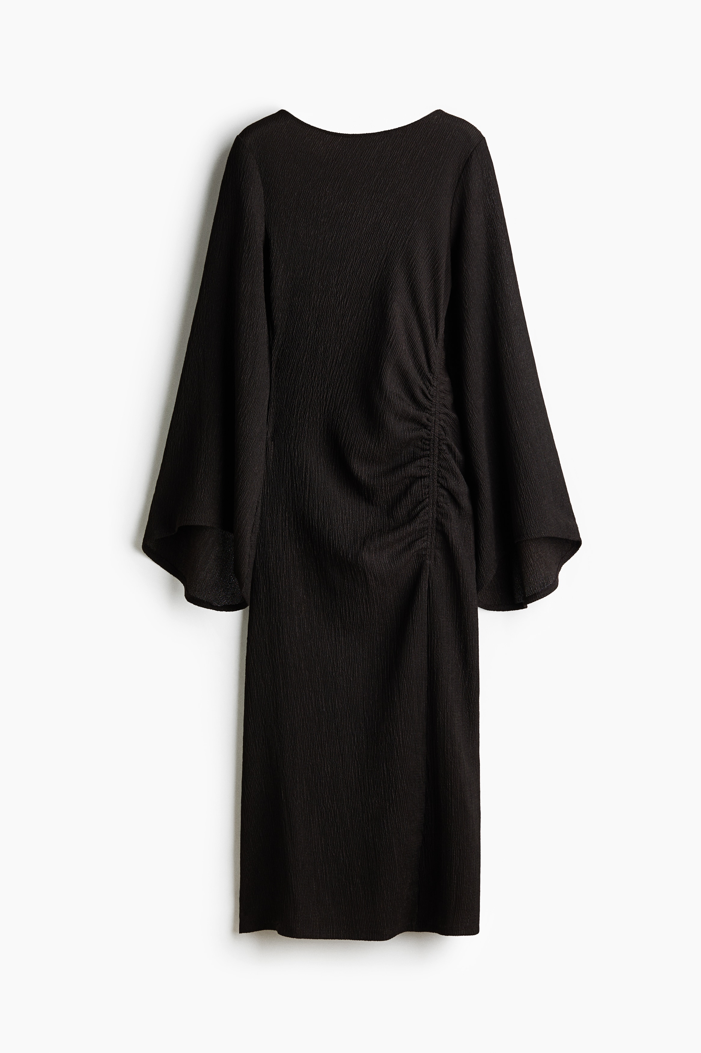 Trumpet-sleeved jersey dress - Dark brown