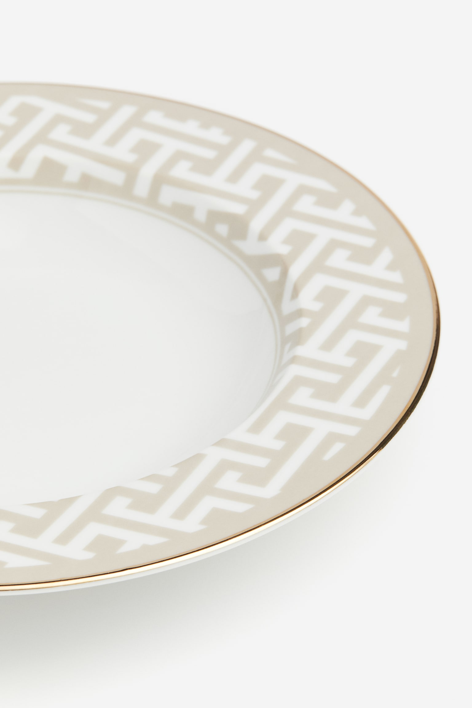 Deep porcelain plate - Light beige/Patterned/Black/Patterned - 2