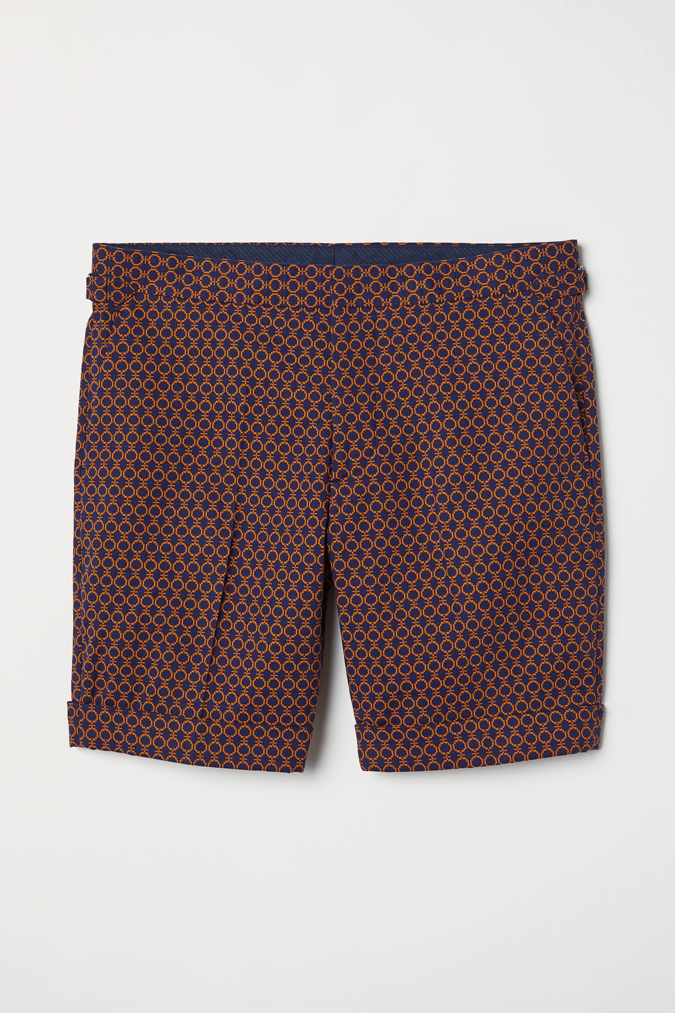 View larger image: Jacquard-weave city shorts - Dark blue/Yellow patterned - Men | H&M GB 1